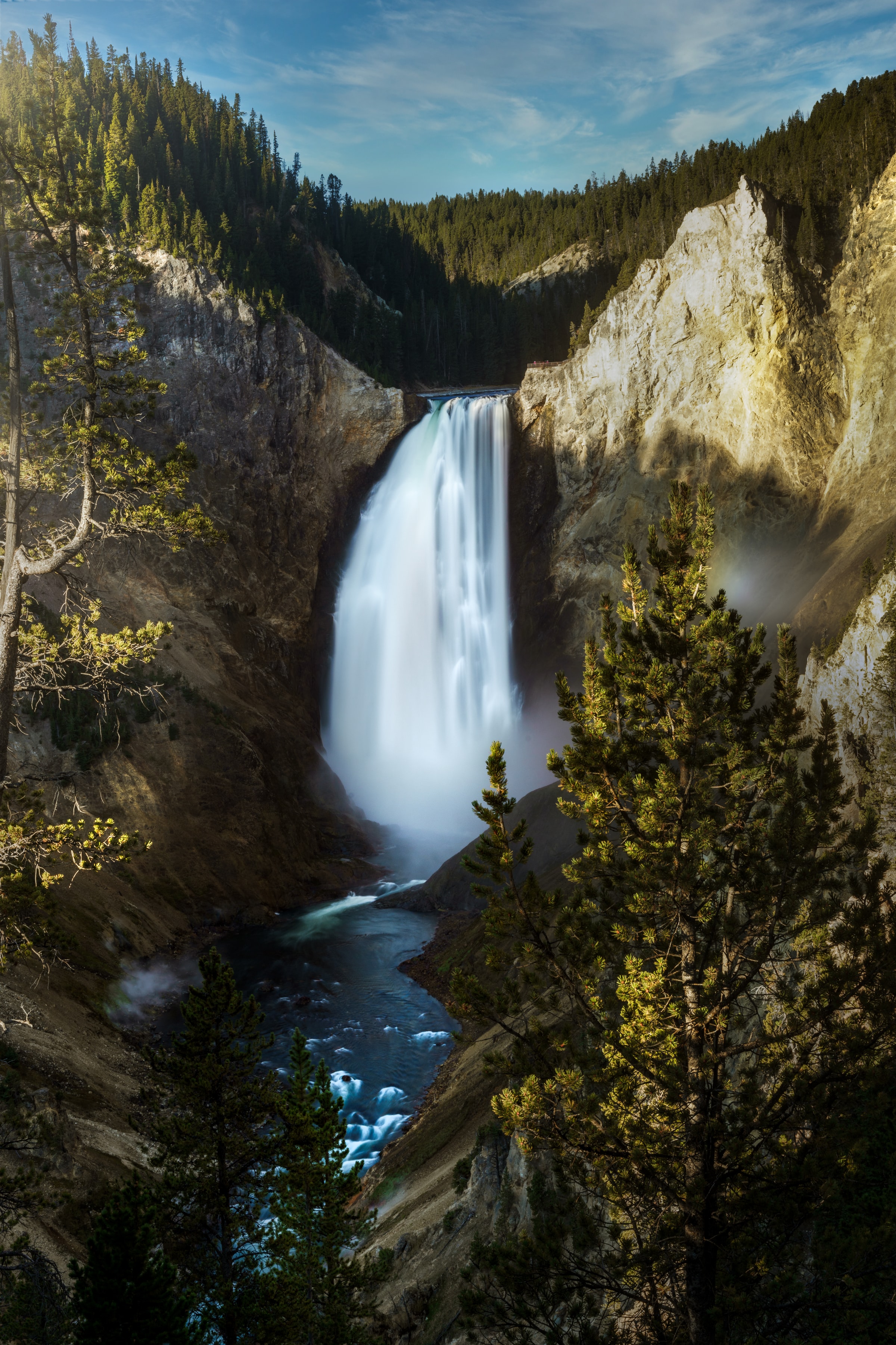 water, nature, precipice, rock, waterfall, forest, break HD wallpaper