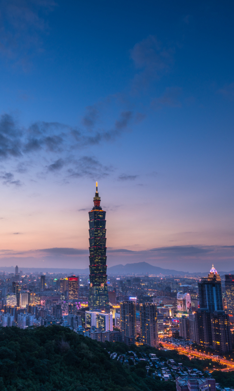 Download mobile wallpaper Landscape, Cities, Sky, Night, City, Skyscraper, Cityscape, Taiwan, Taipei, Man Made, Taipei 101 for free.