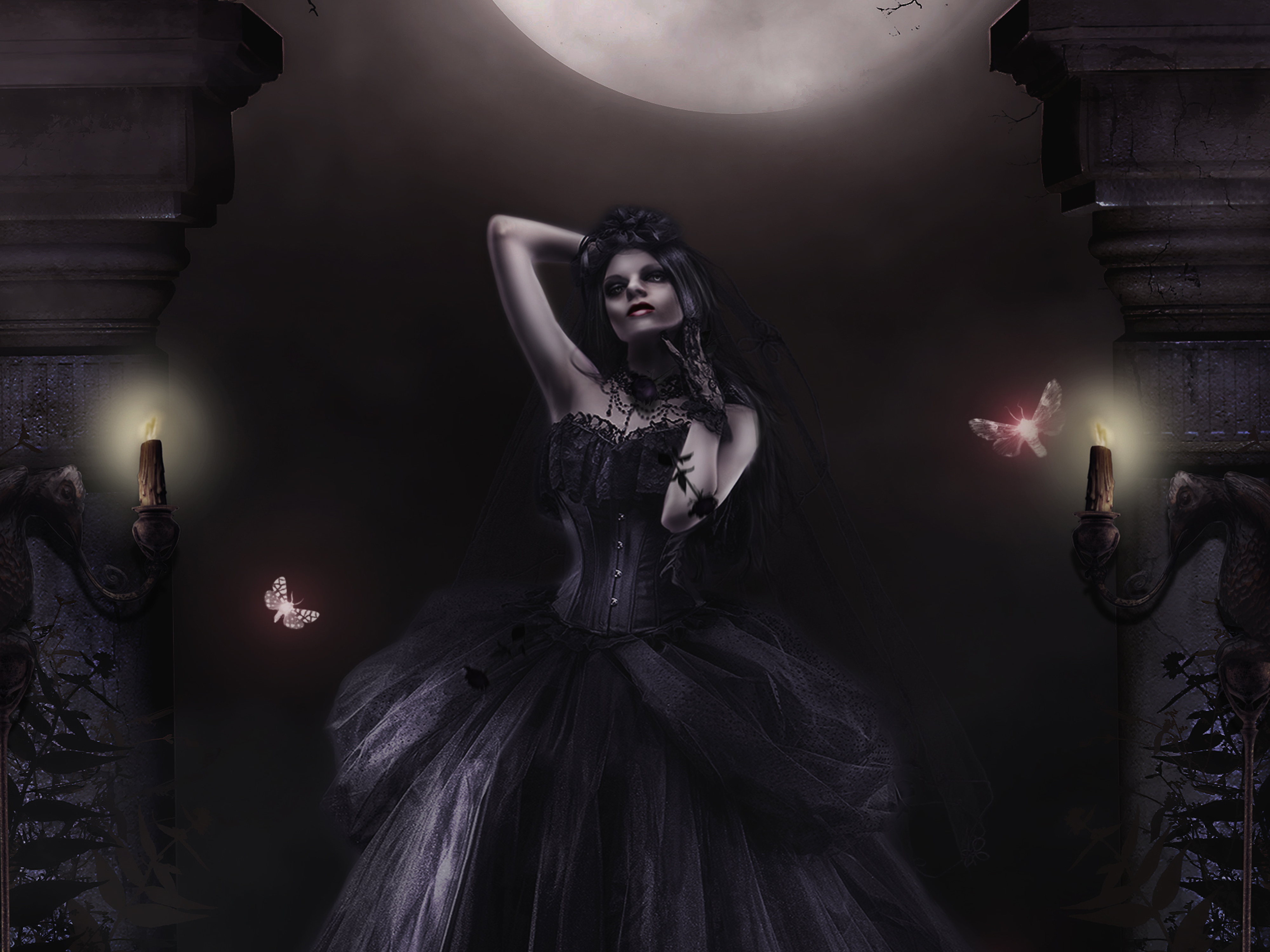 Download mobile wallpaper Fantasy, Gothic, Dark, Candle for free.