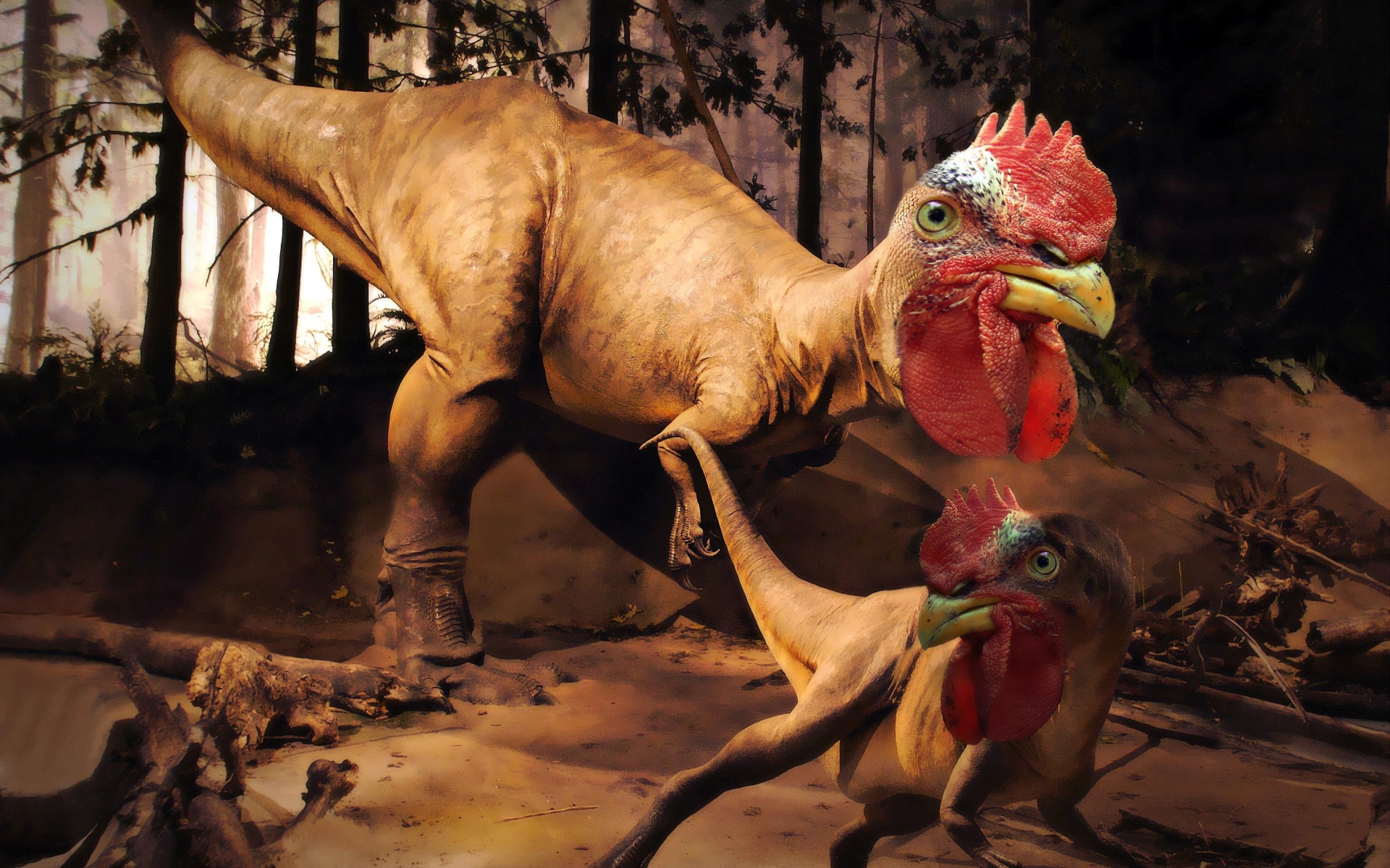 Скачать обои бесплатно Юмор, Животное, Динозавр картинка на рабочий стол ПК