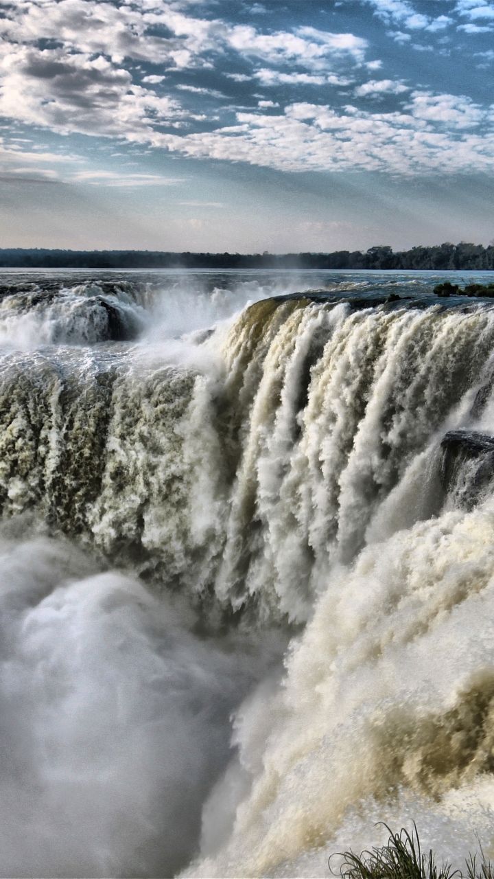 無料モバイル壁紙滝, 地球, ブラジル, アルゼンチン, イグアスの滝をダウンロードします。