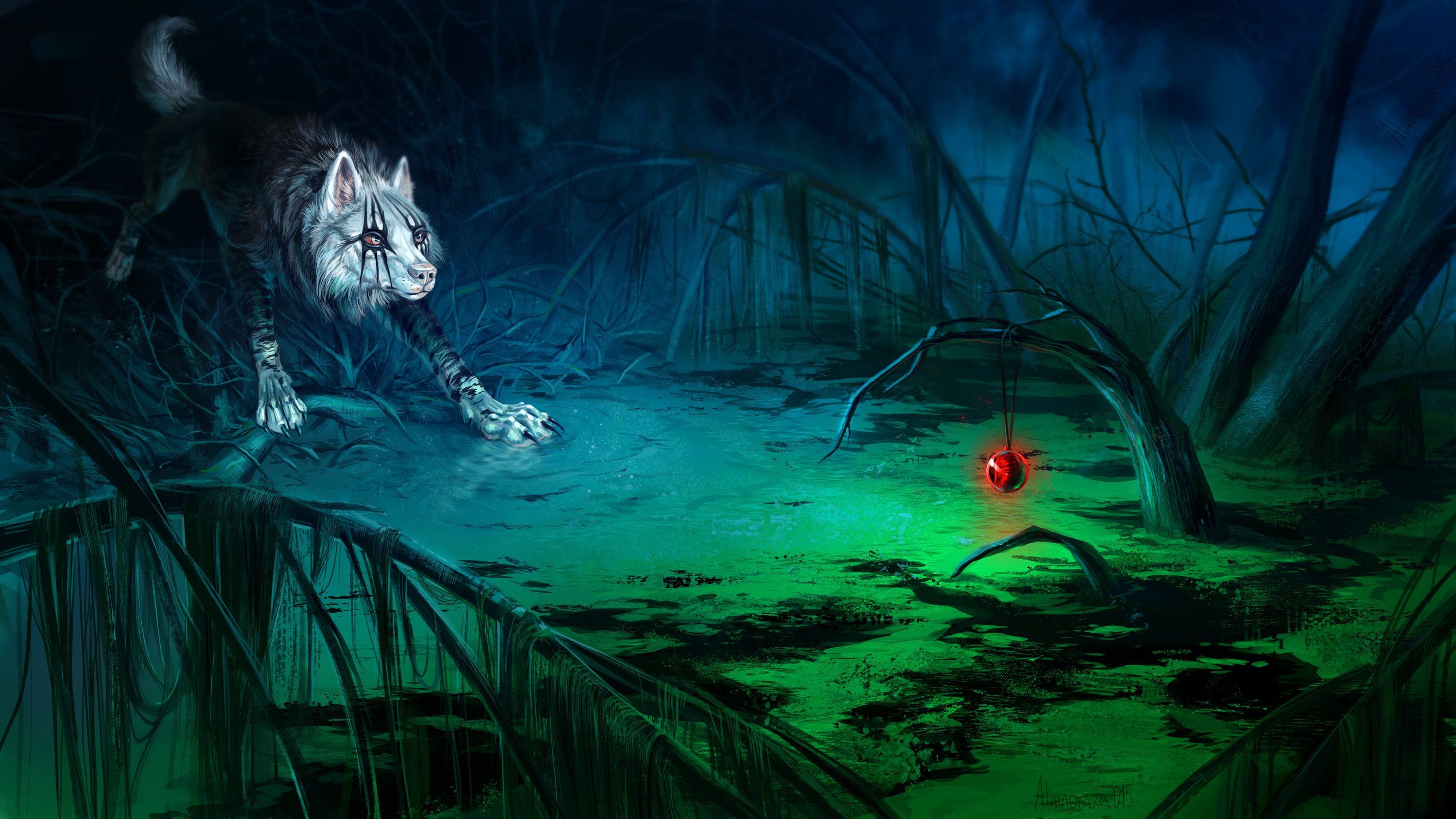 Download mobile wallpaper Fantasy, Swamp, Wolf, Fantasy Animals for free.