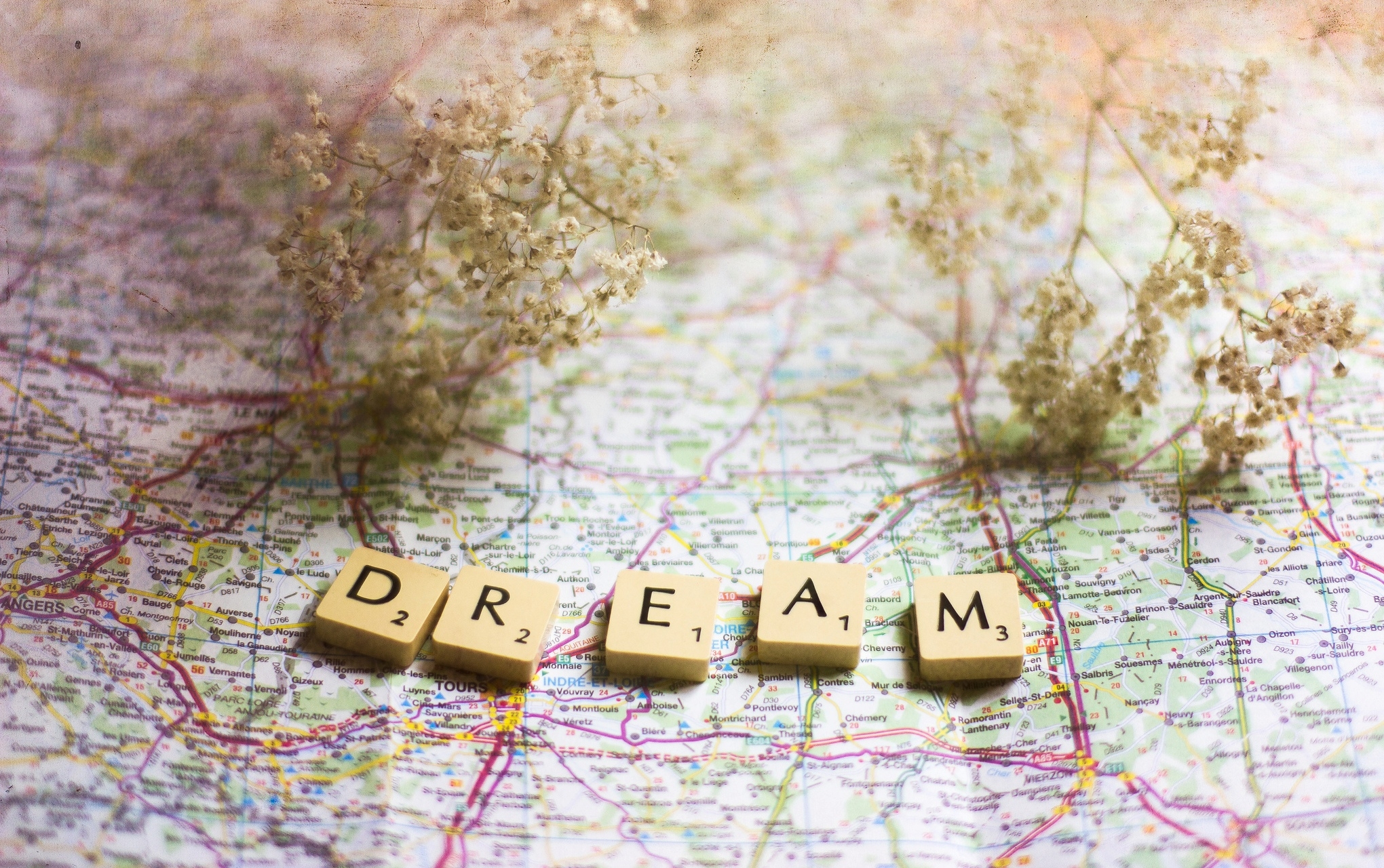 Free download wallpaper Branch, Letters, Map, Dream, Words on your PC desktop