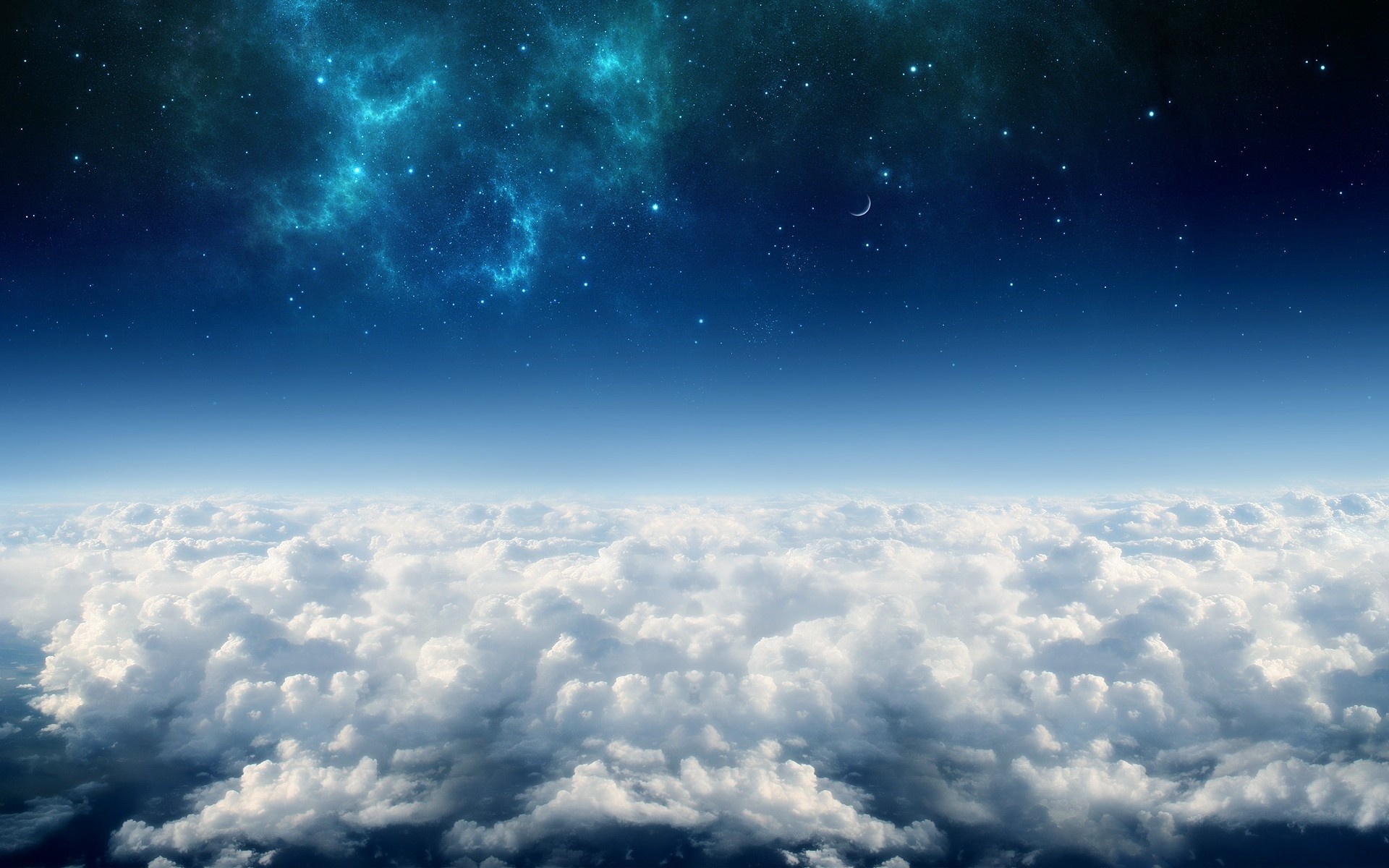 Скачати мобільні шпалери Хмари, Небо, Зірки, Пейзаж безкоштовно.