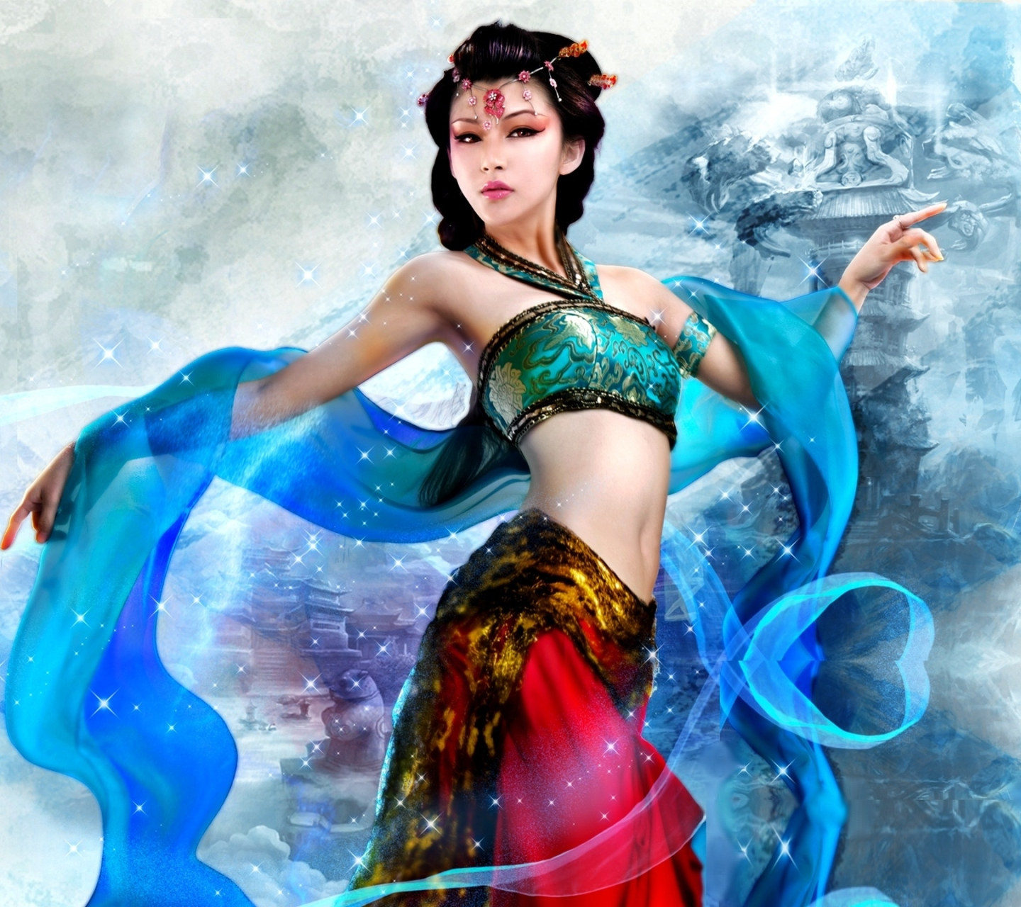 1268977 descargar imagen mujeres, cosplay, asiático, asiática, bufanda, dinastía de jade, fantasía, baile, danza: fondos de pantalla y protectores de pantalla gratis