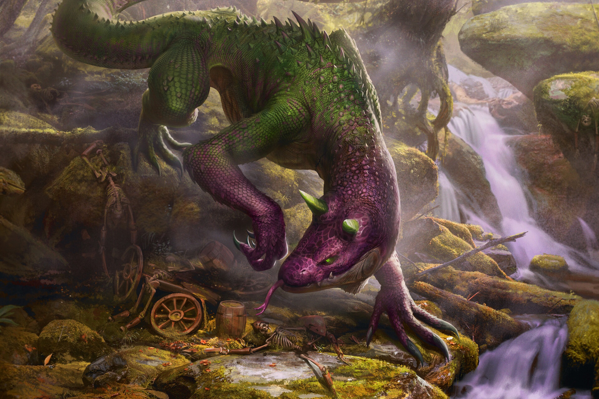 Download mobile wallpaper Fantasy, Lizard, Creature, Skeleton for free.