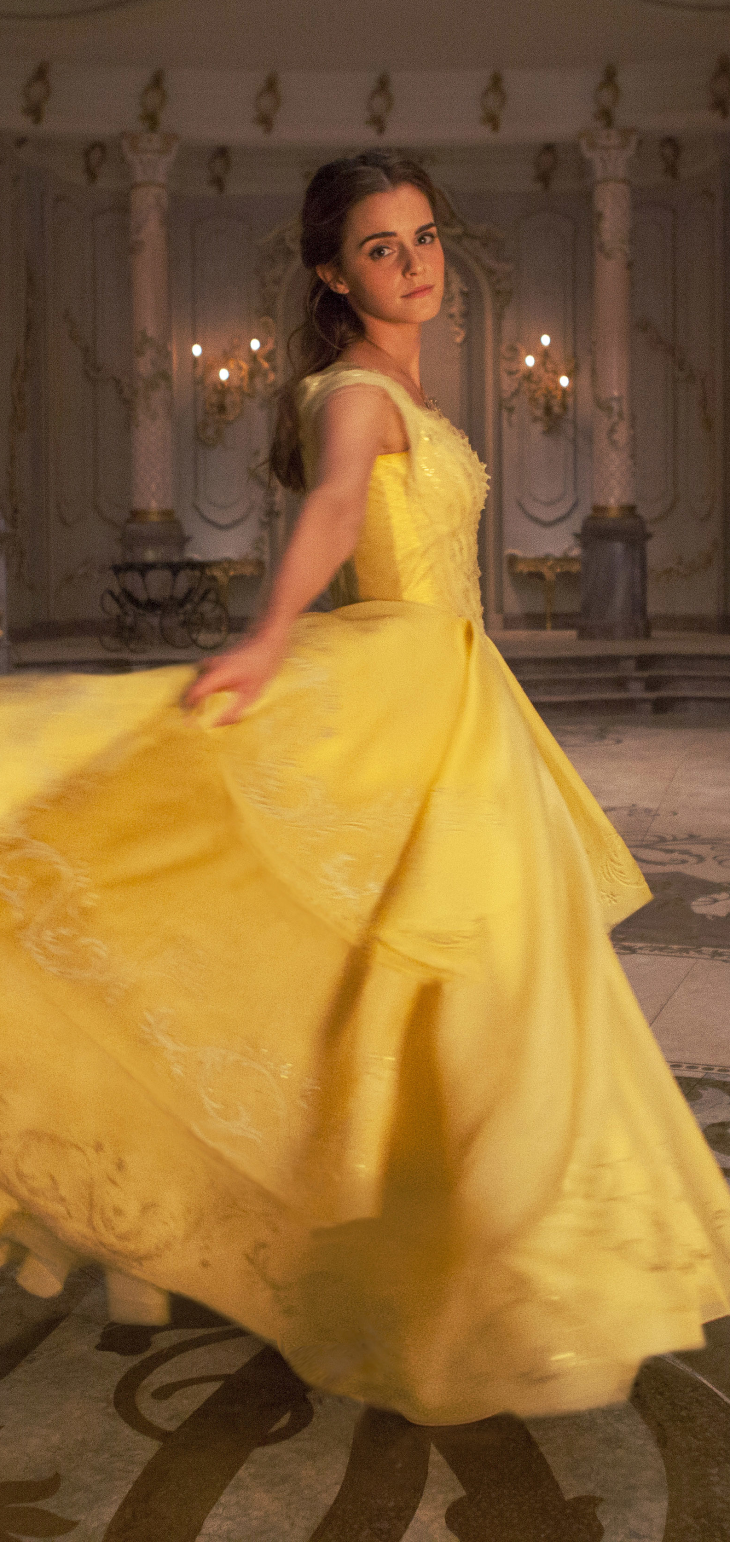 Baixar papel de parede para celular de Emma Watson, Filme, Vestido Amarelo, Bela (A Bela E A Fera), A Bela E A Fera (2017) gratuito.