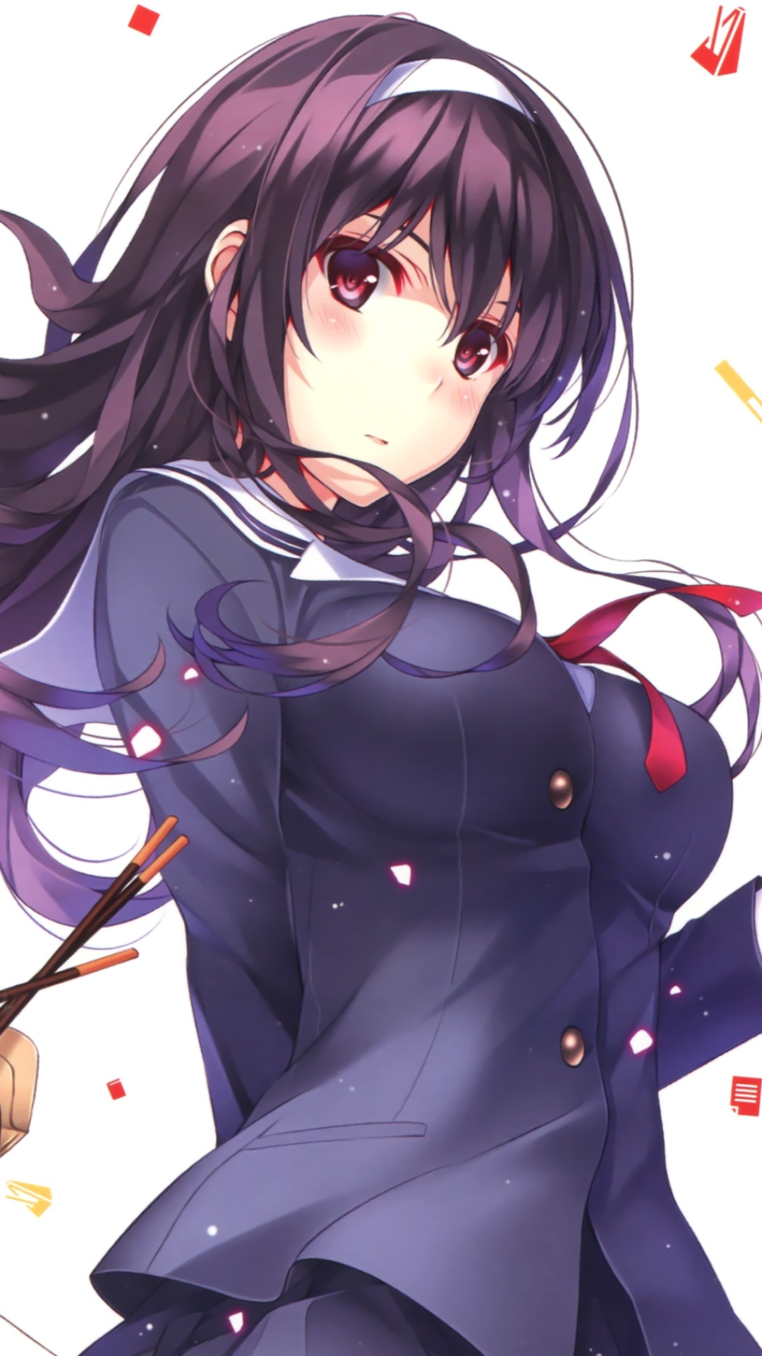 Handy-Wallpaper Lila Haare, Schuluniform, Animes, Lange Haare, Saenai Heroine No Sodatekata, Utaha Kasumigaoka kostenlos herunterladen.