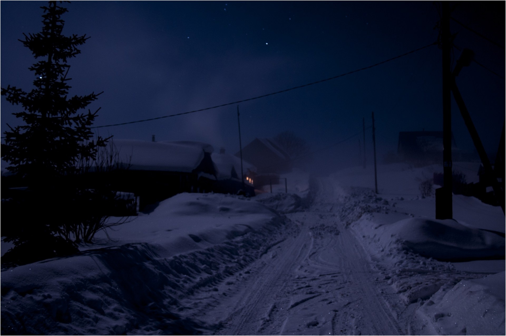 Free download wallpaper Winter, Night, Road, House, Earth, Photography on your PC desktop