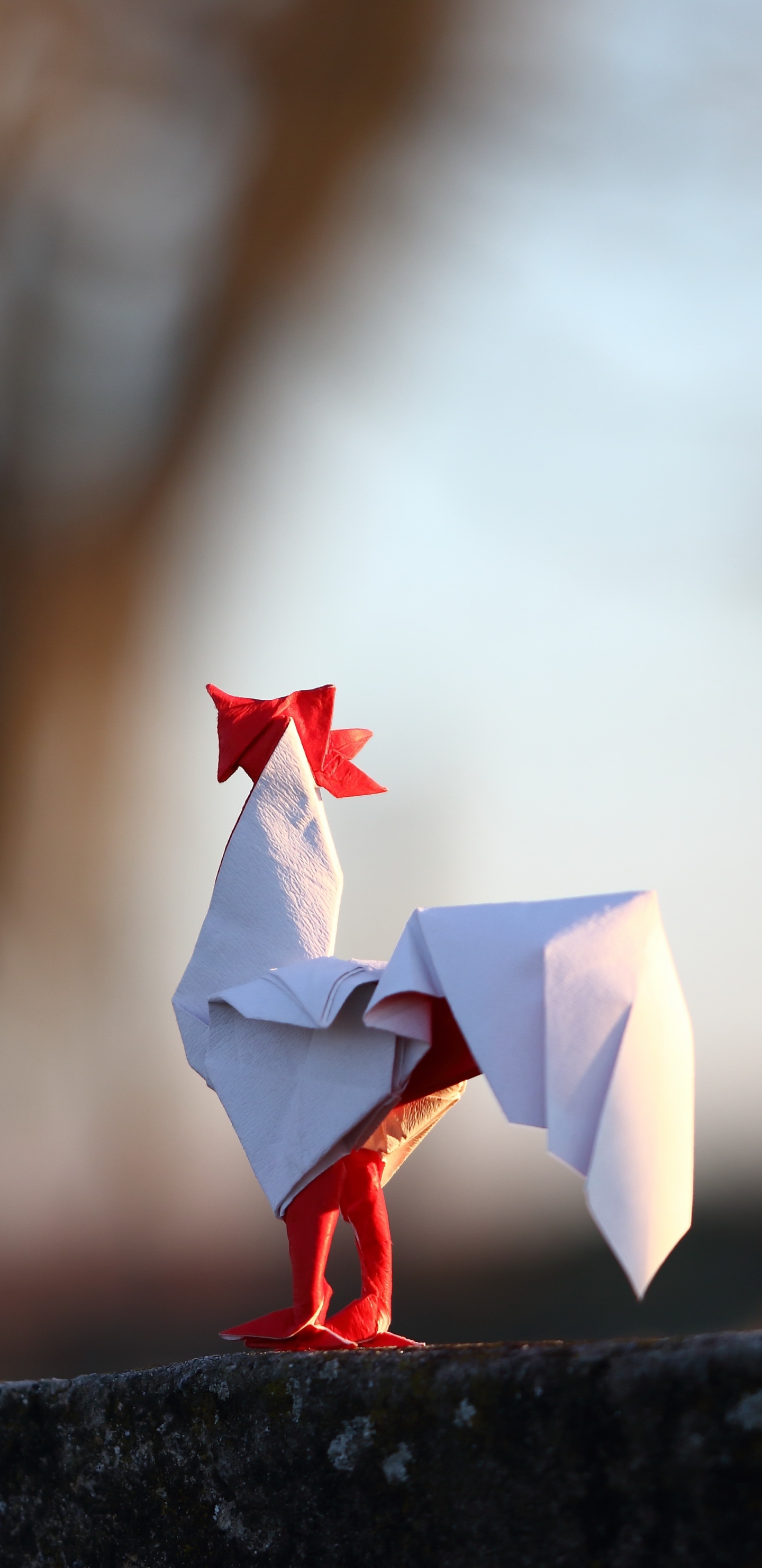 Download mobile wallpaper Origami, Rooster, Man Made for free.