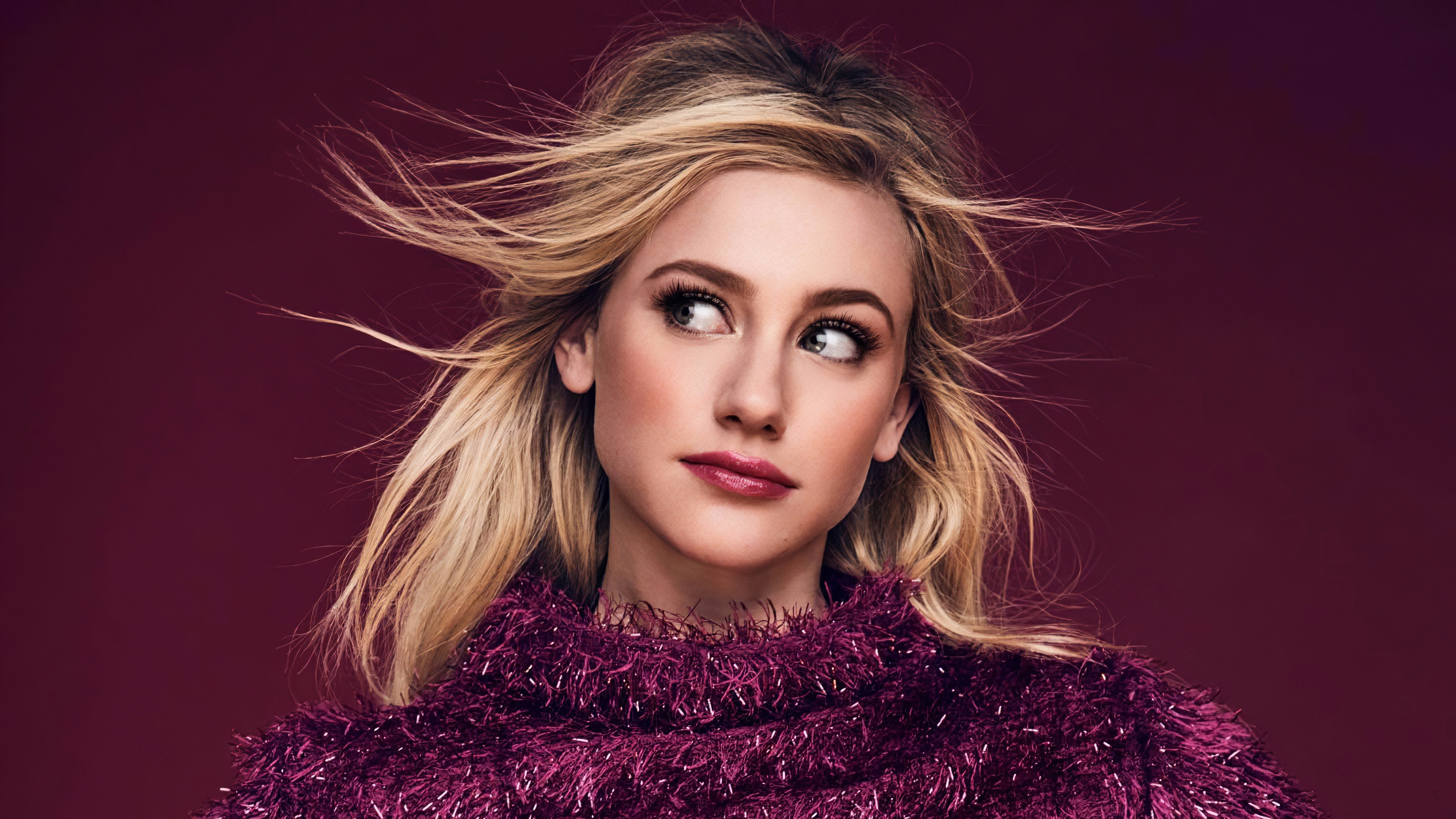 Download mobile wallpaper Blonde, Face, American, Celebrity, Actress, Lipstick, Lili Reinhart for free.