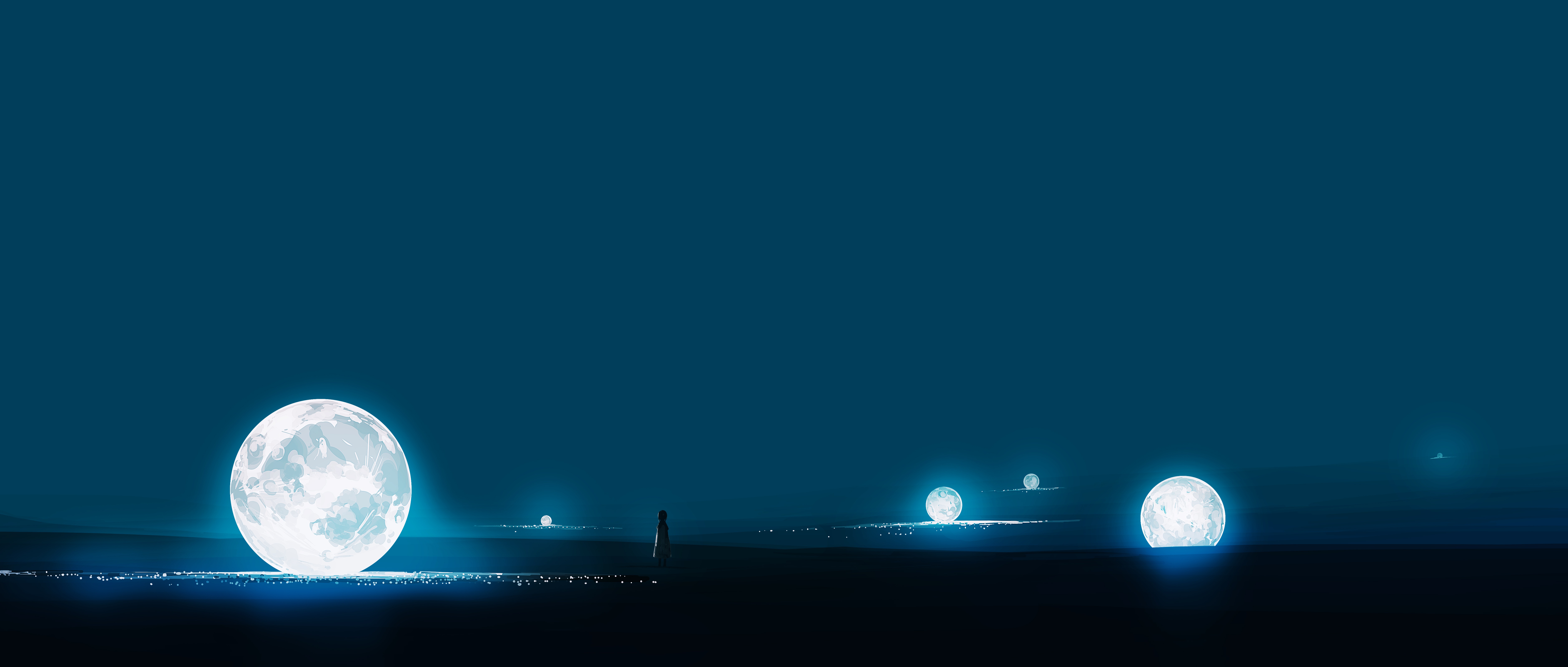 Download mobile wallpaper Fantasy, Night, Moon, Child for free.