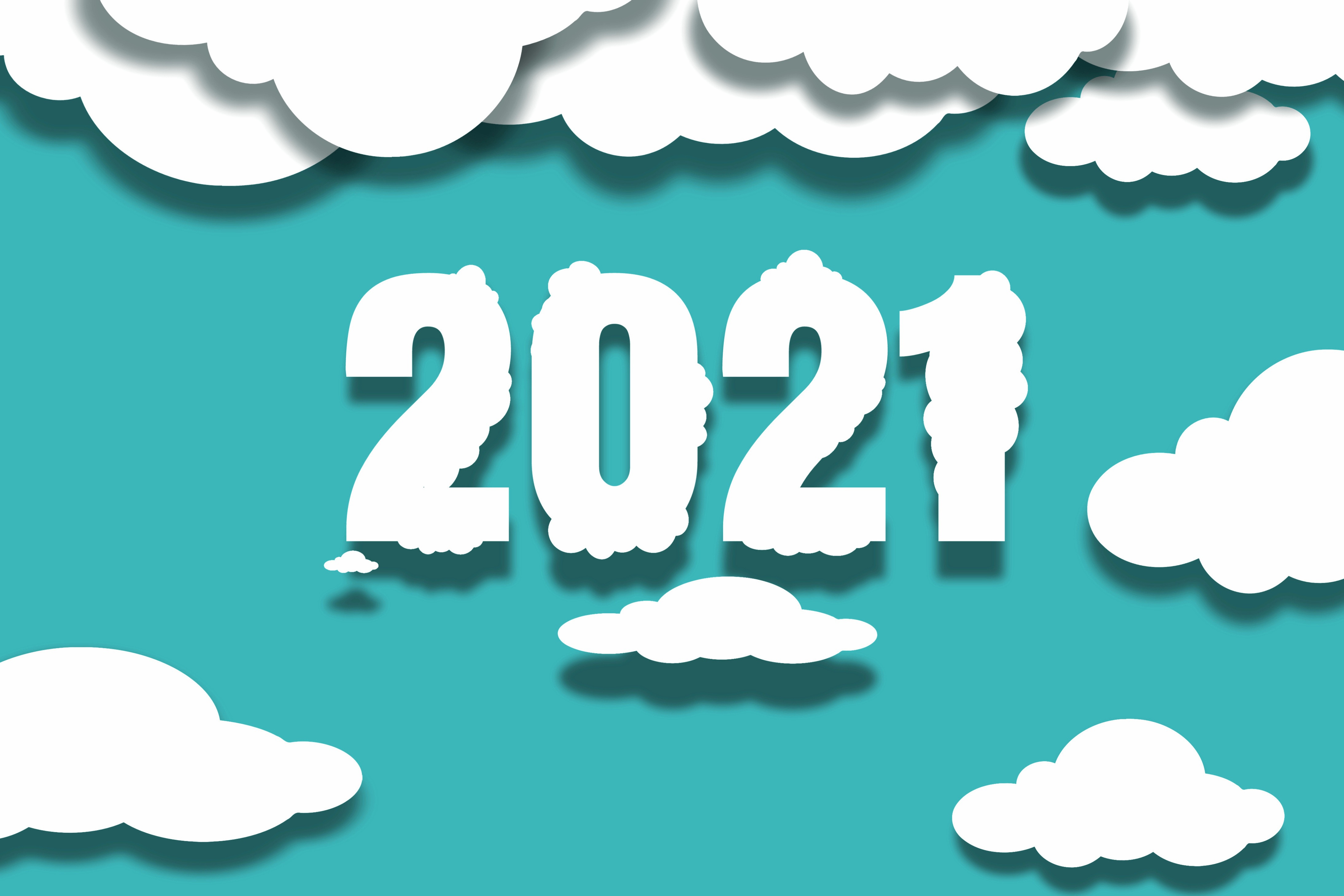 Скачать обои бесплатно Облака, Праздничные, Новый Год 2021 картинка на рабочий стол ПК