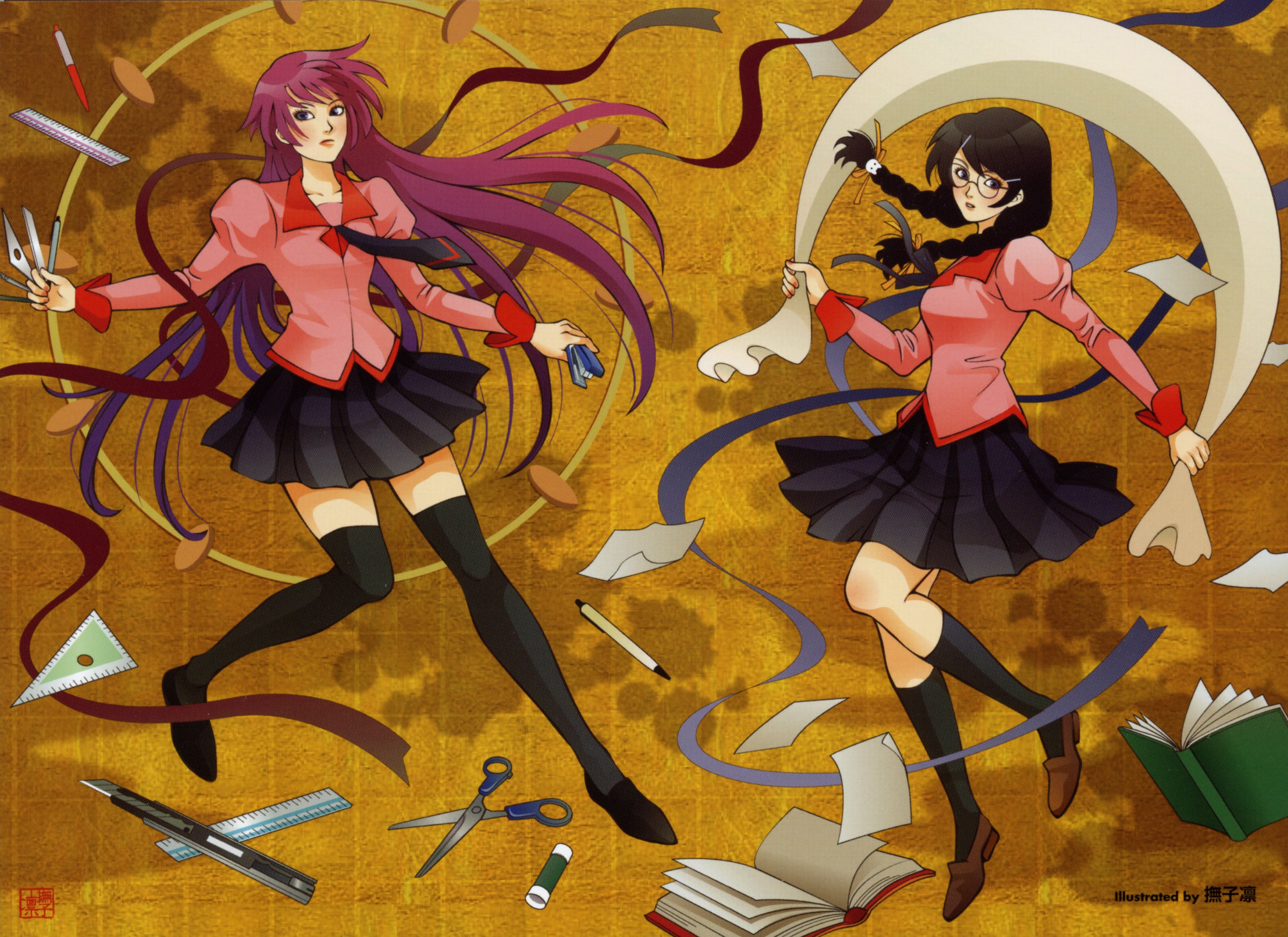 Laden Sie das Animes, Monogatari (Serie), Hitagi Senjogahara, Tsubasa Hanekawa-Bild kostenlos auf Ihren PC-Desktop herunter