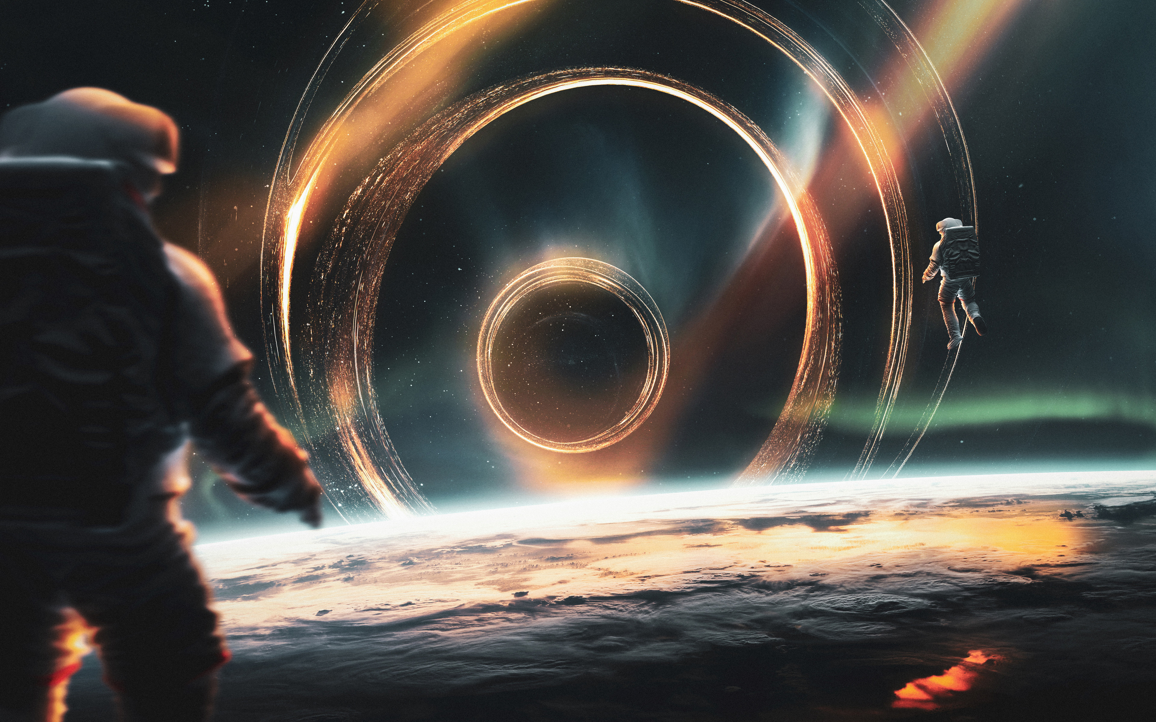 Download mobile wallpaper Sci Fi, Black Hole, Astronaut for free.