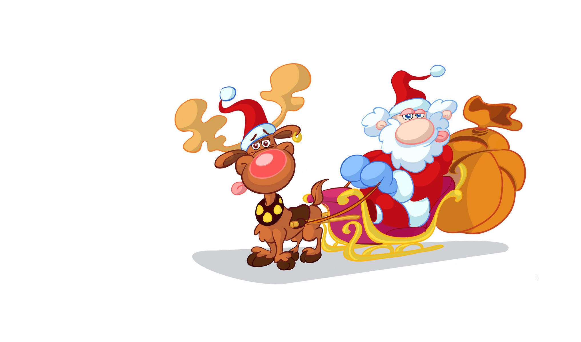 Скачати мобільні шпалери Різдво, Свято, Олень, Сани, Санта безкоштовно.