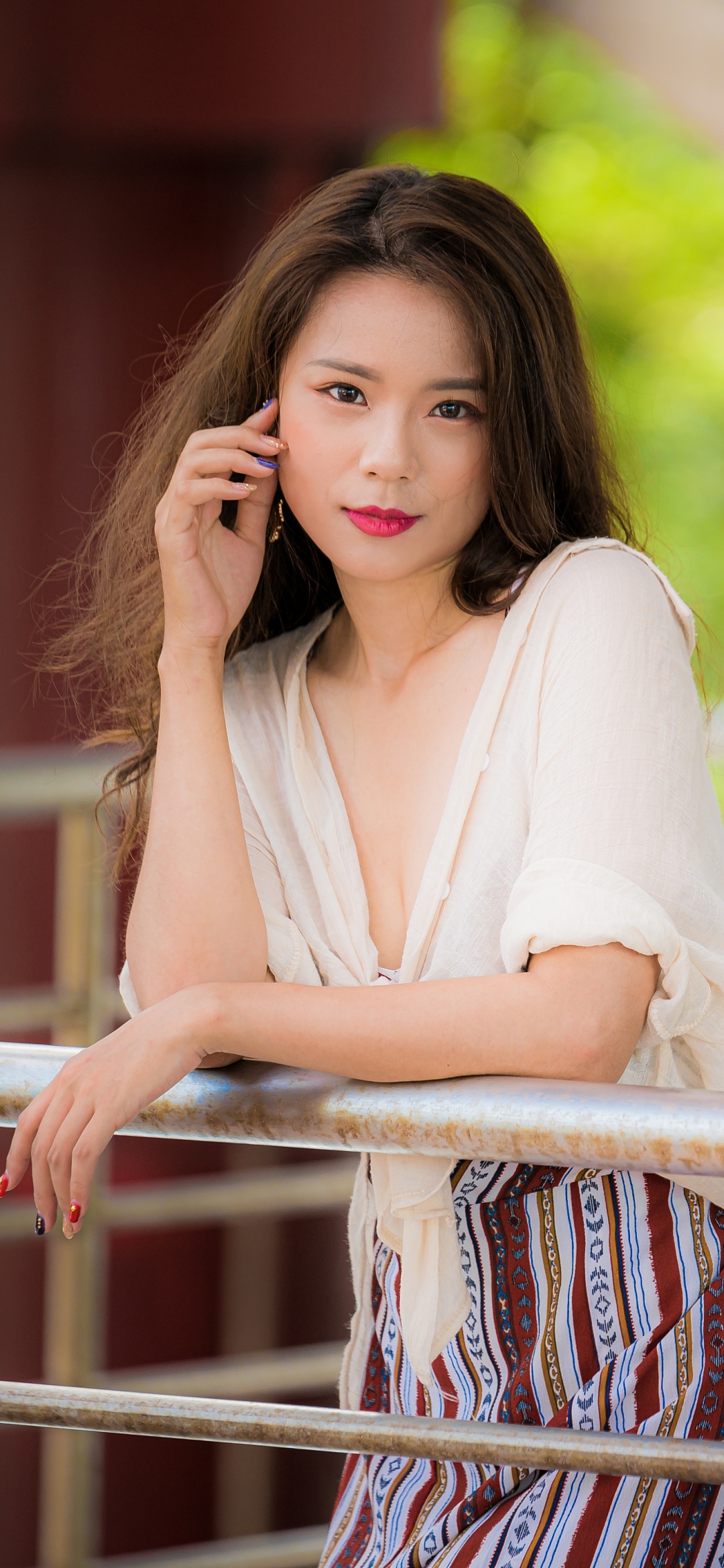 Download mobile wallpaper Brunette, Model, Women, Asian, Lipstick for free.
