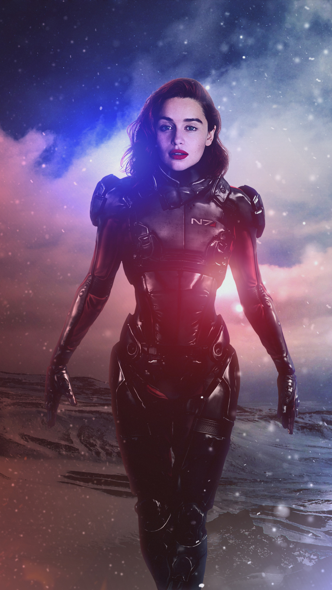 Handy-Wallpaper Frauen, Cosplay, Emilia Clarke, Mass Effect: Andromeda kostenlos herunterladen.