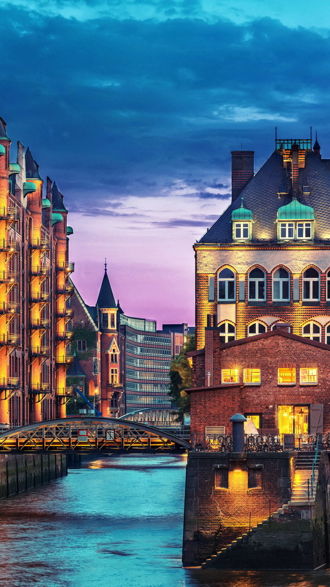 Téléchargez des papiers peints mobile Villes, Nuit, Ville, Lumière, Allemagne, Hambourg, Construction Humaine gratuitement.