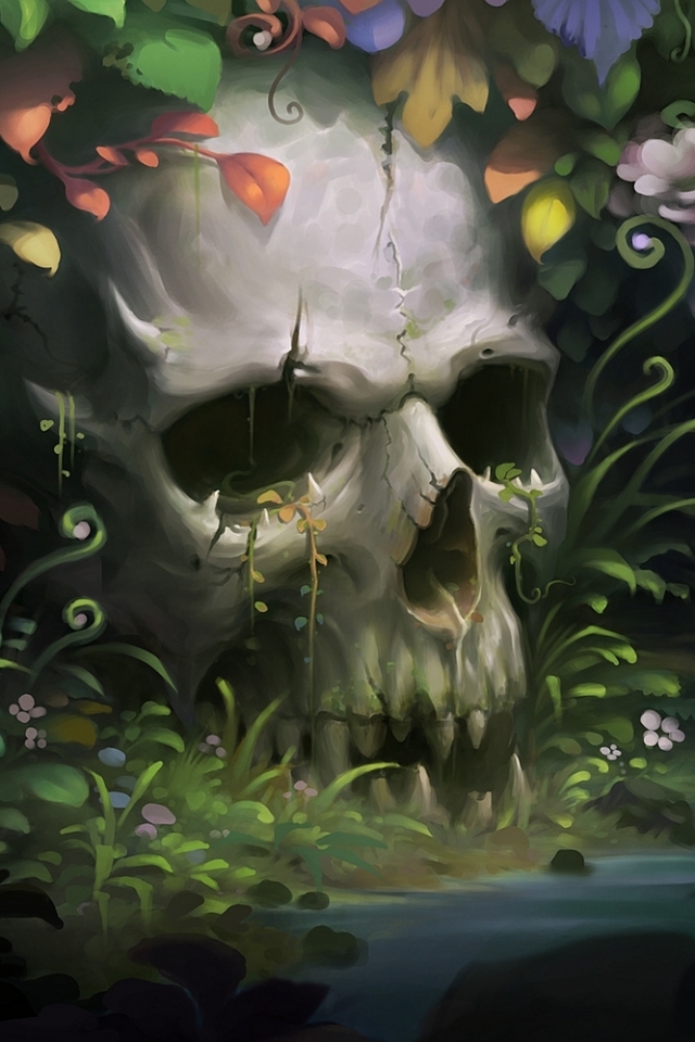 Download mobile wallpaper Dark, Skull for free.