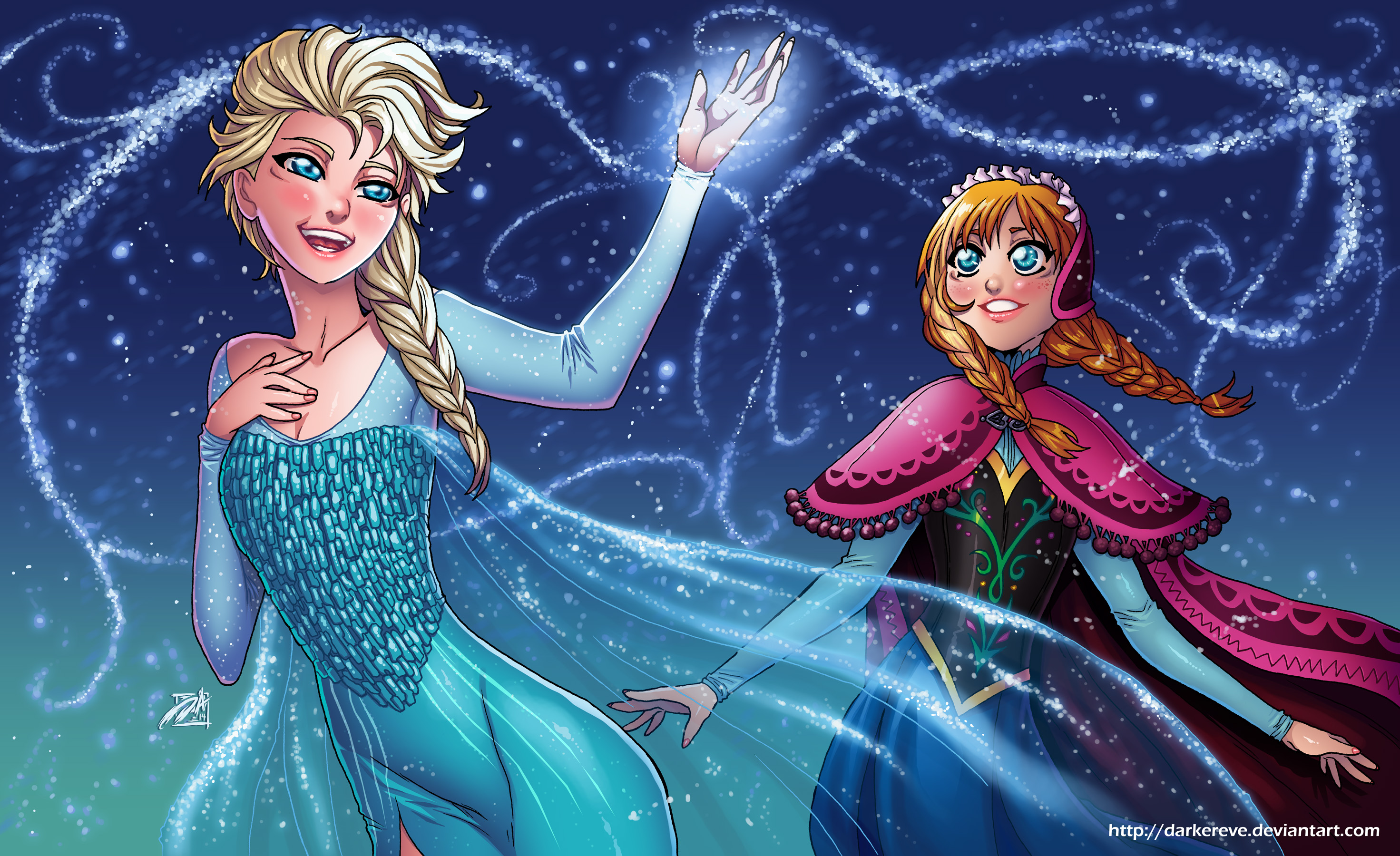 Download mobile wallpaper Snow, Frozen, Blonde, Movie, Brown Hair, Frozen (Movie), Anna (Frozen), Elsa (Frozen) for free.