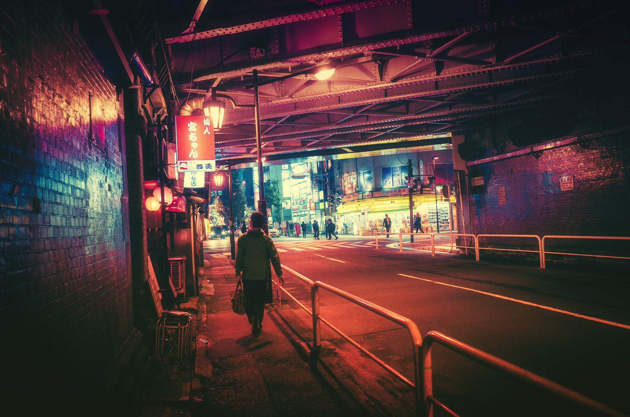 Download mobile wallpaper Cities, People, Night, City, Neon, Japan, Man Made for free.