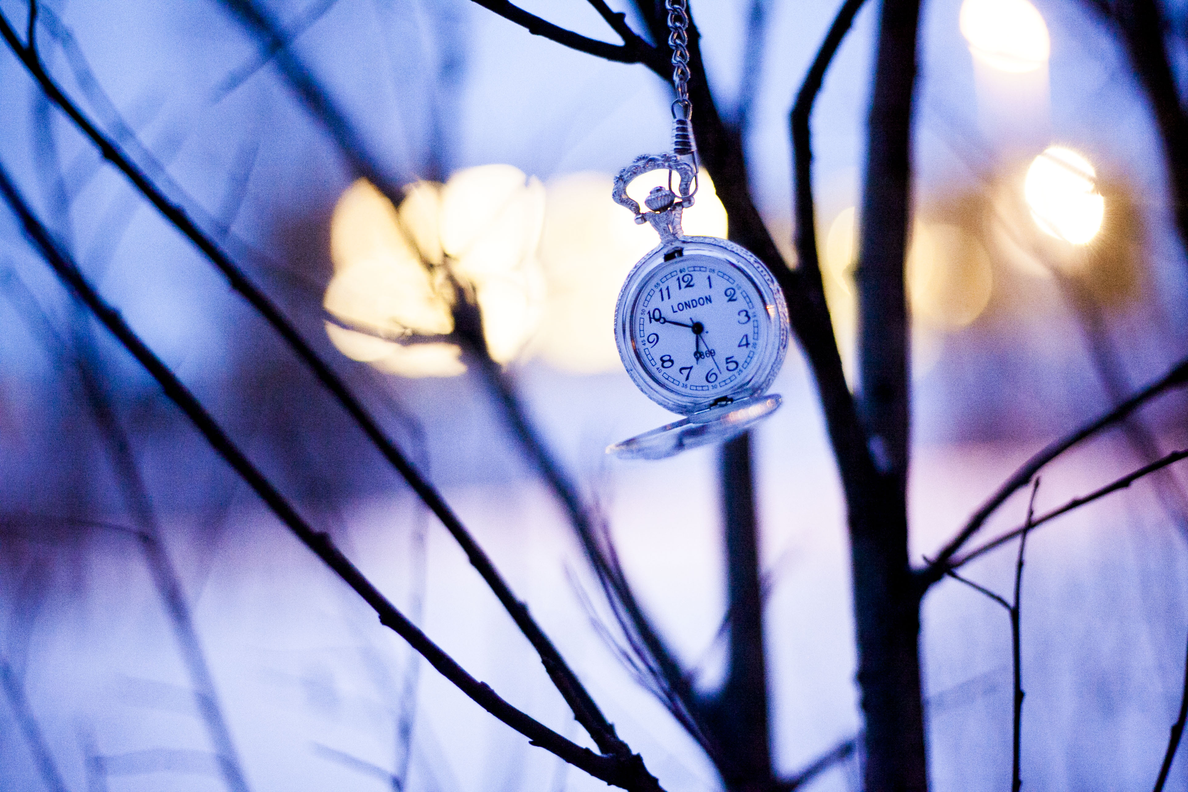 Free download wallpaper Branches, Pocket Watch, Miscellanea, Winter, Miscellaneous, Clock on your PC desktop