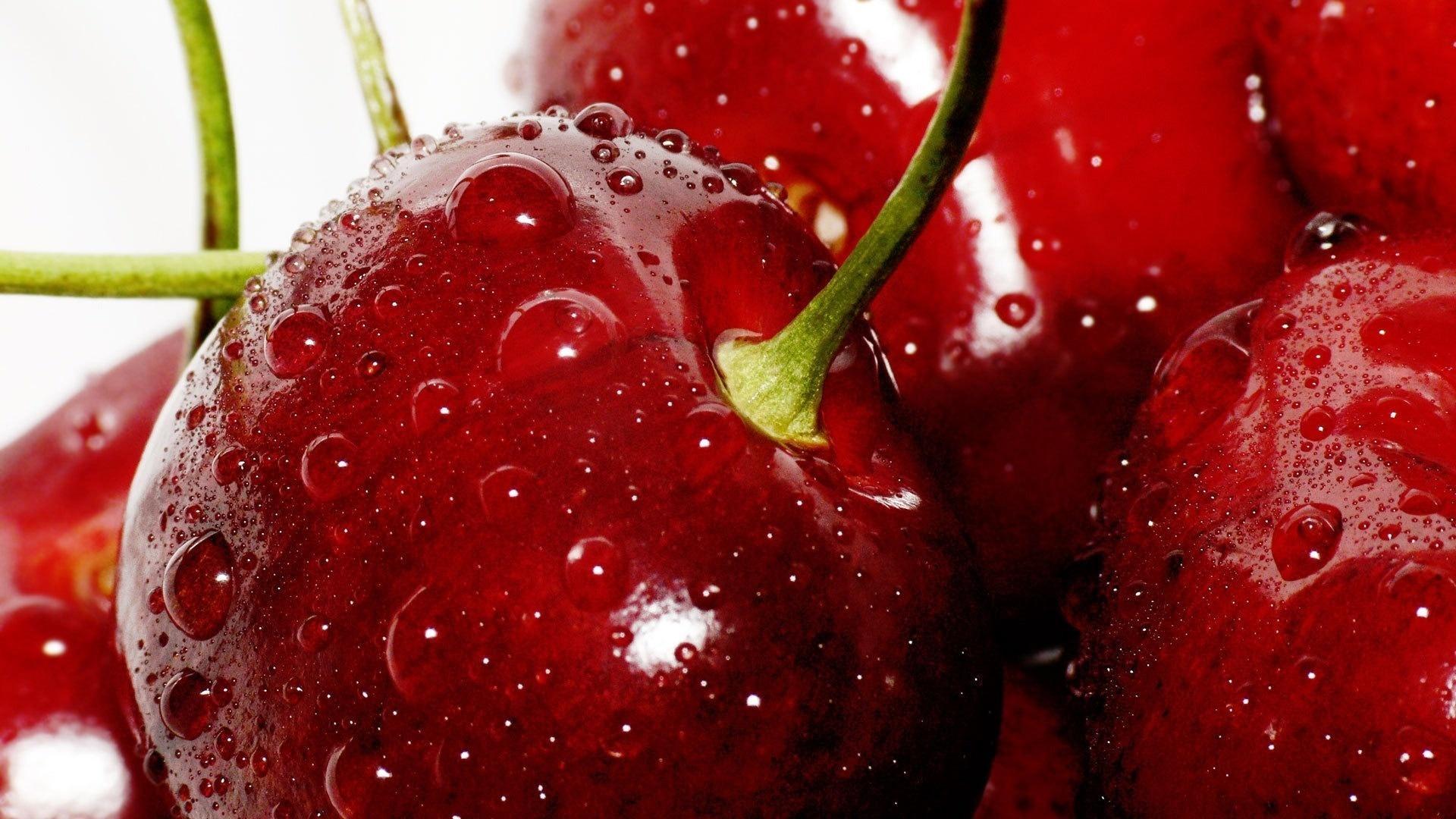 red, sweet cherry, food, berries 2160p
