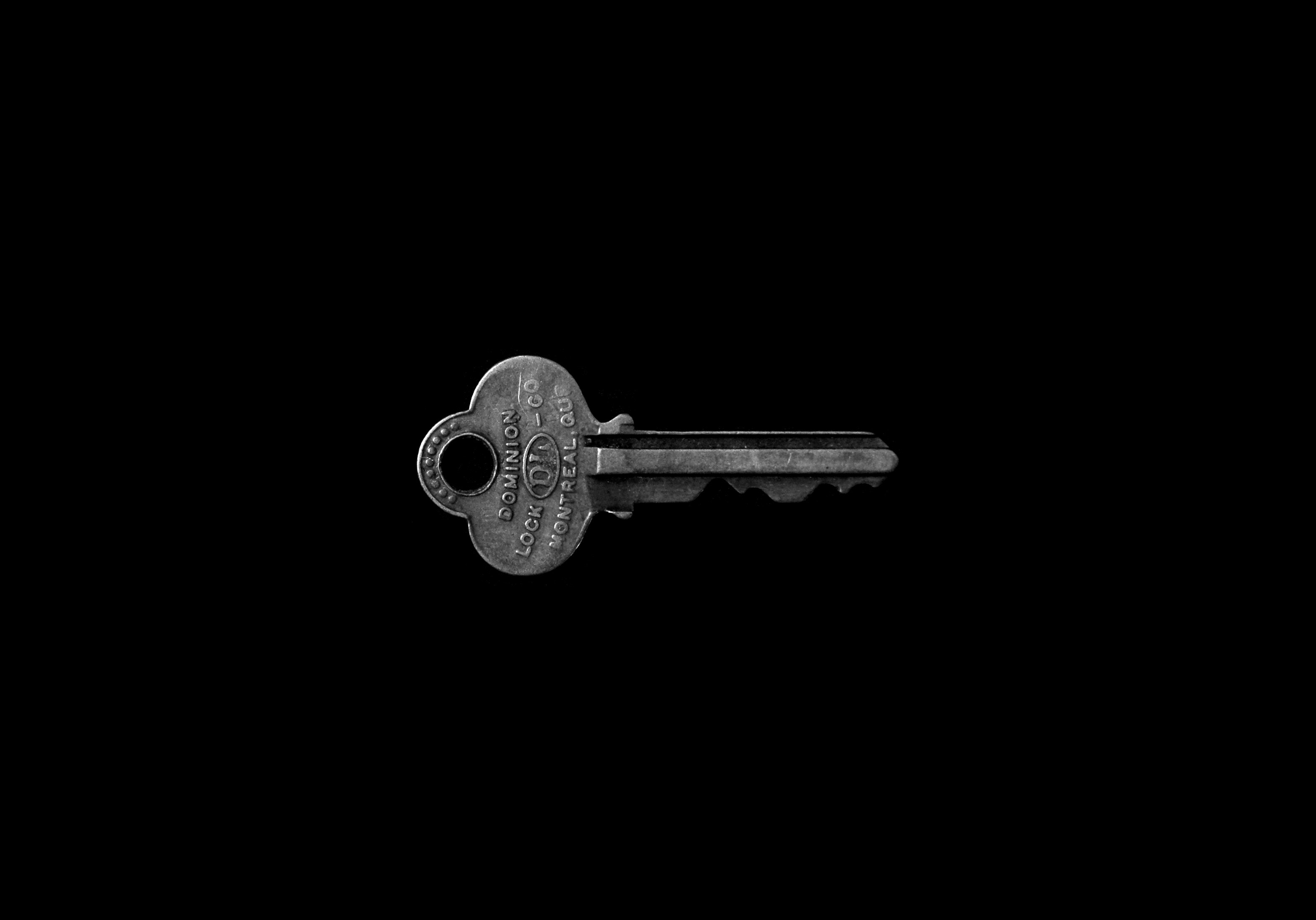 key, minimalism, dark background, bw, chb