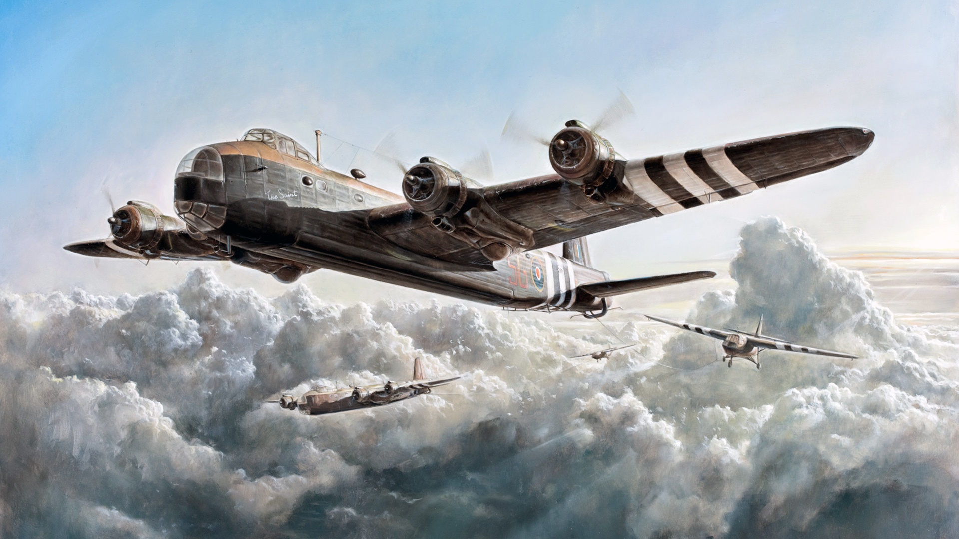 Free download wallpaper Cloud, Aircraft, Military, Bomber, Warplane, Short Stirling, Bombers on your PC desktop