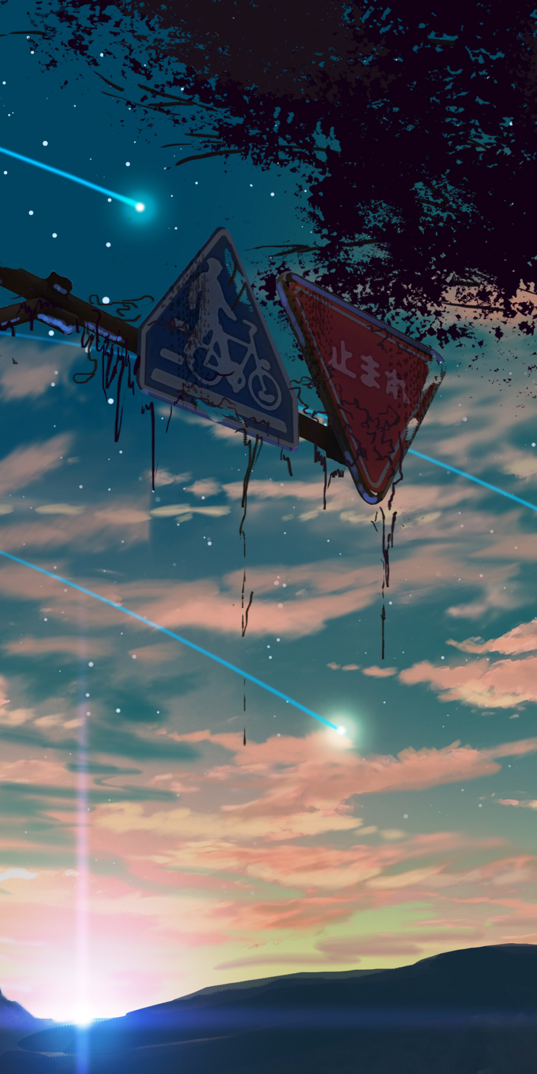 Download mobile wallpaper Anime, Sky, Shooting Star, Sunshine for free.