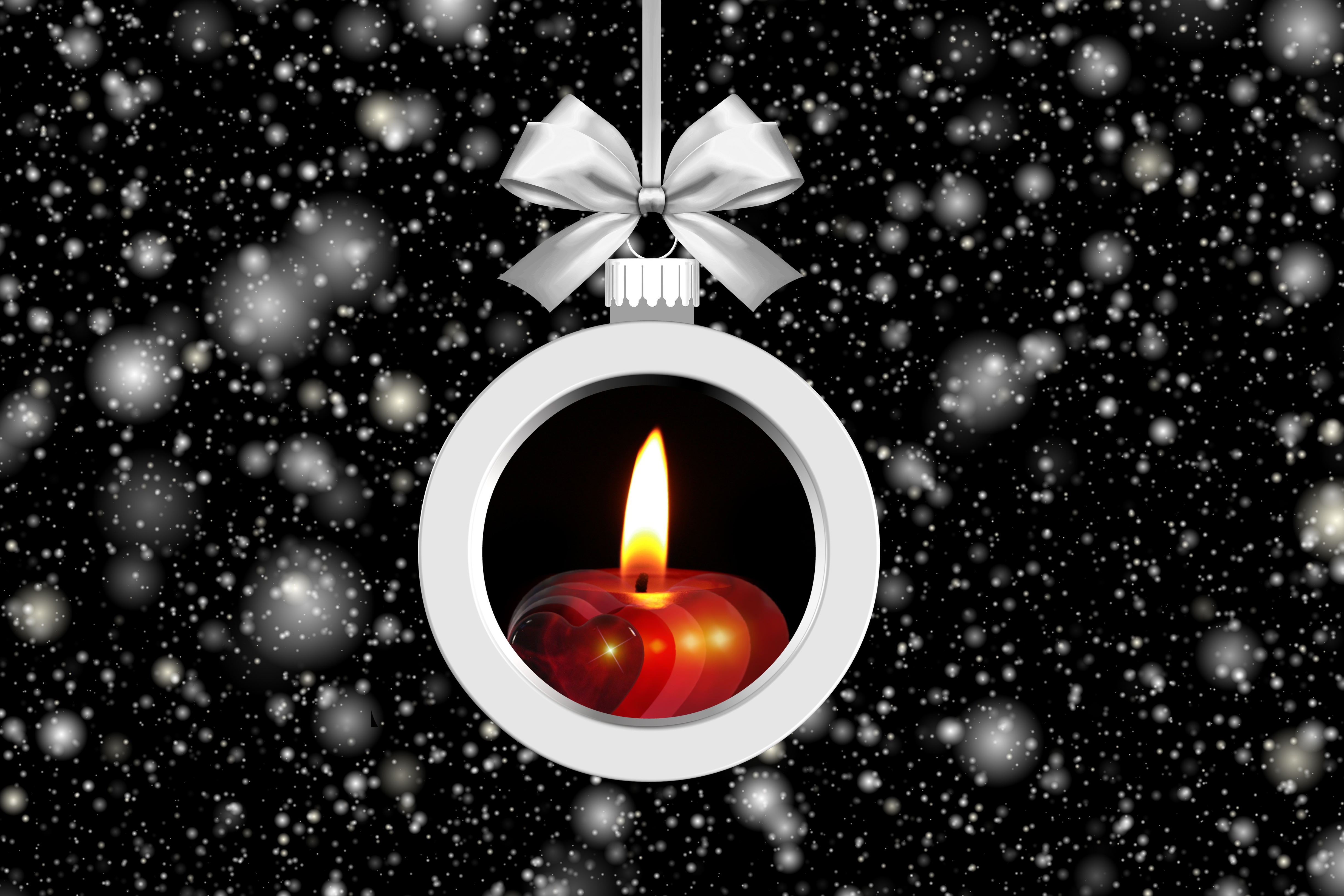 Handy-Wallpaper Feiertage, Weihnachten, Weihnachtsschmuck, Apfel, Kerze, Flitter kostenlos herunterladen.