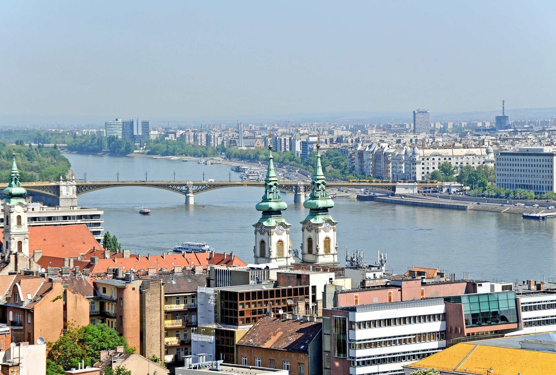Free download wallpaper Sky, Bridge, Cities, Hungary, Houses, City on your PC desktop