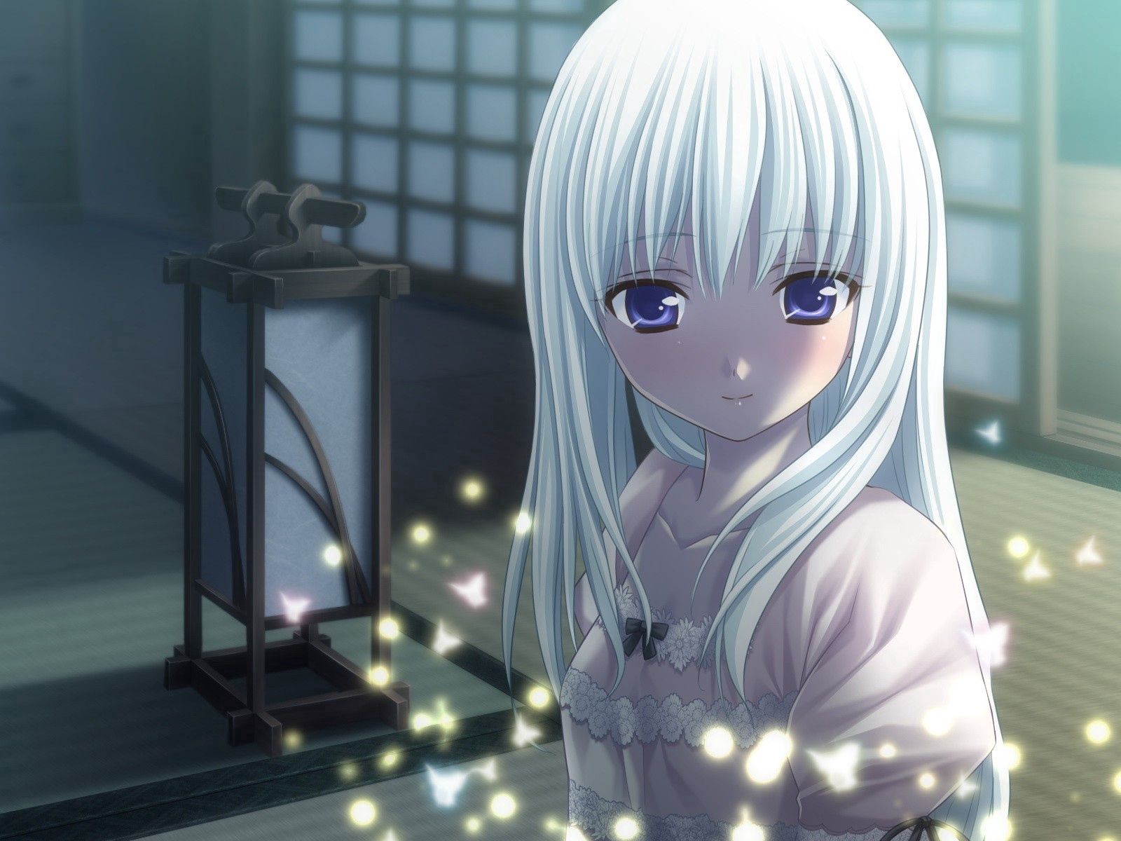 anime, girl, shine, light, blonde, delicate, gentle Panoramic Wallpaper