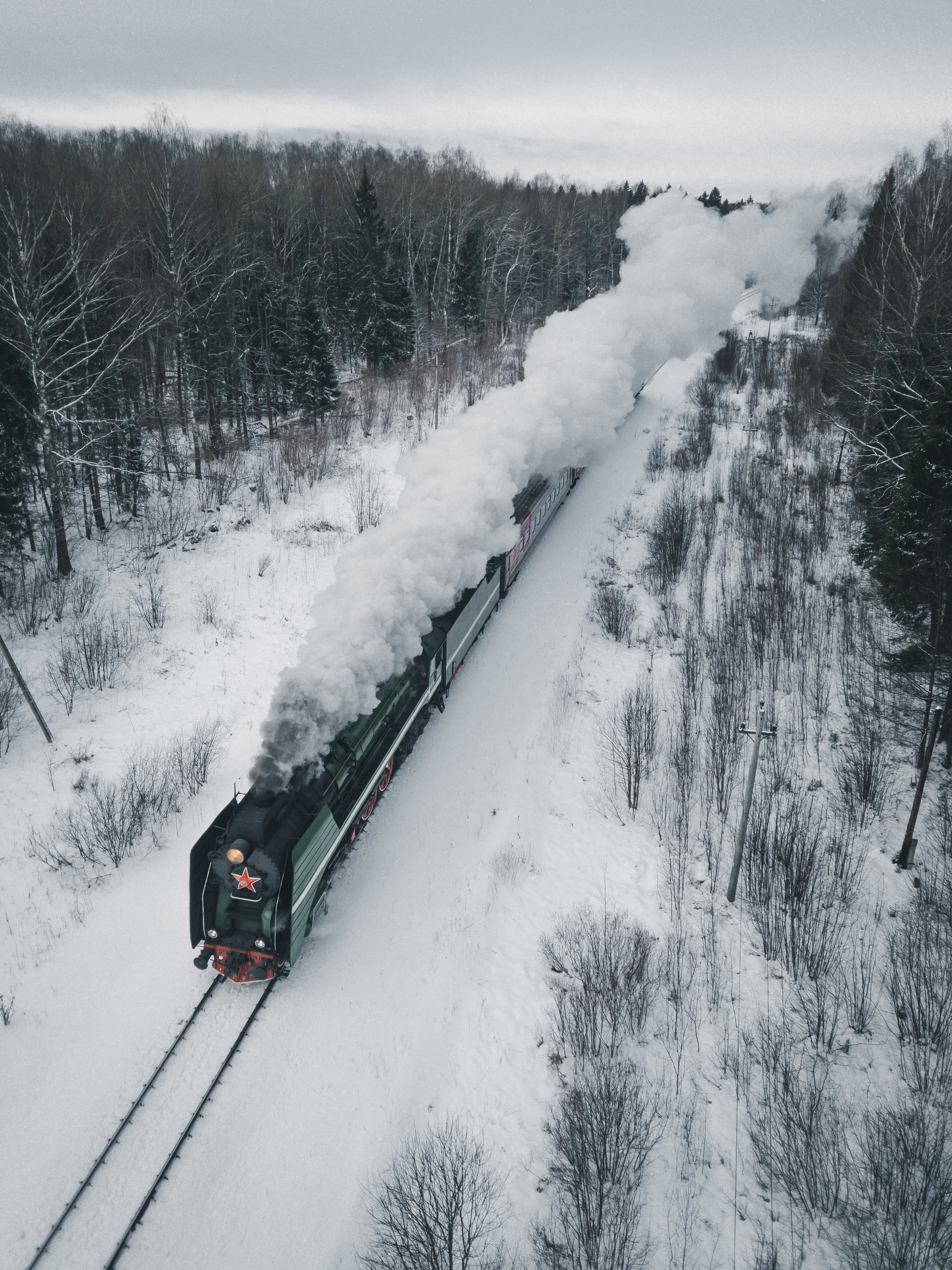 62828 скачать обои паровоз, поезд, зима, железная дорога, дым, разное - заставки и картинки бесплатно