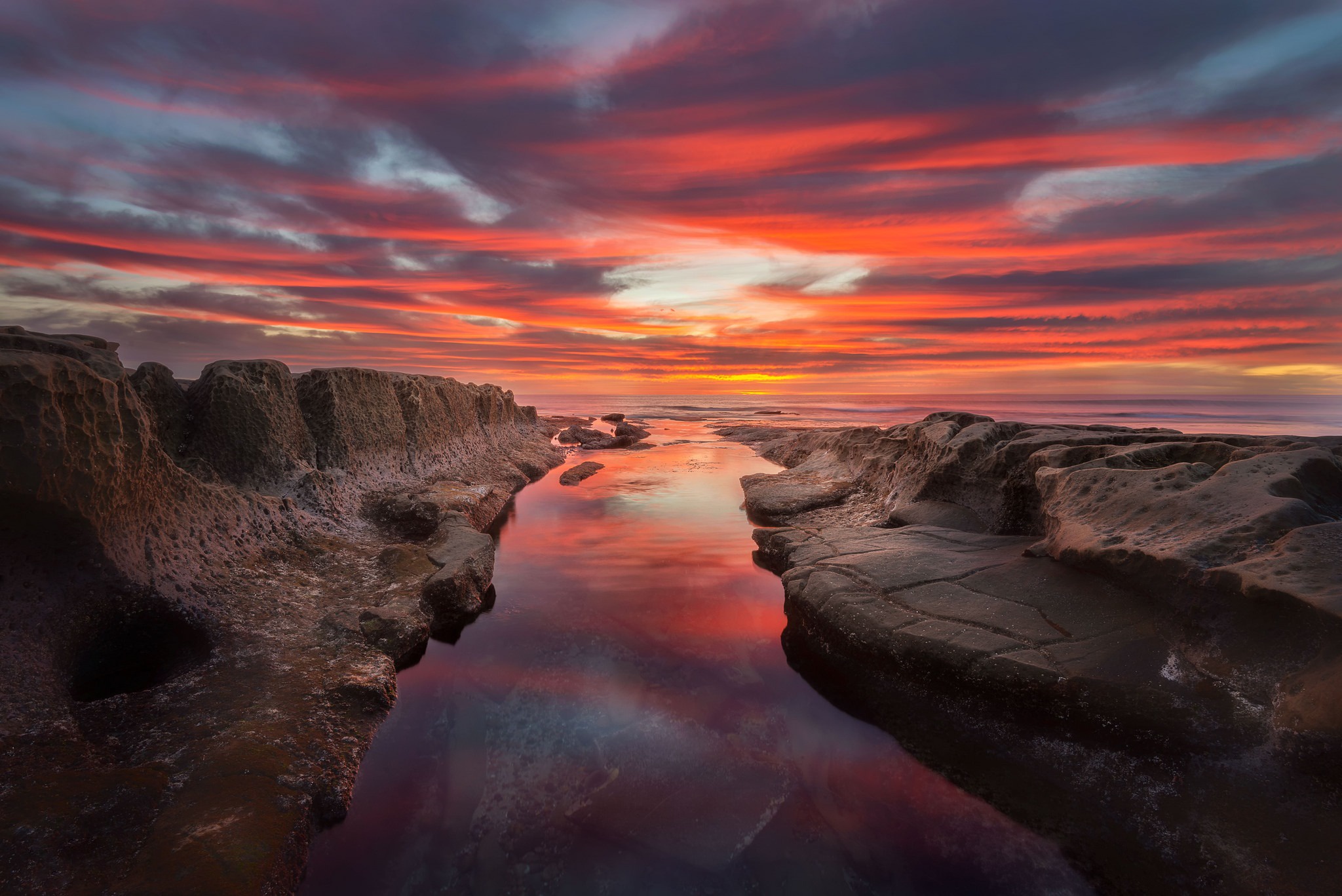 Free download wallpaper Nature, Sunset, Horizon, Ocean, Earth, Cloud on your PC desktop