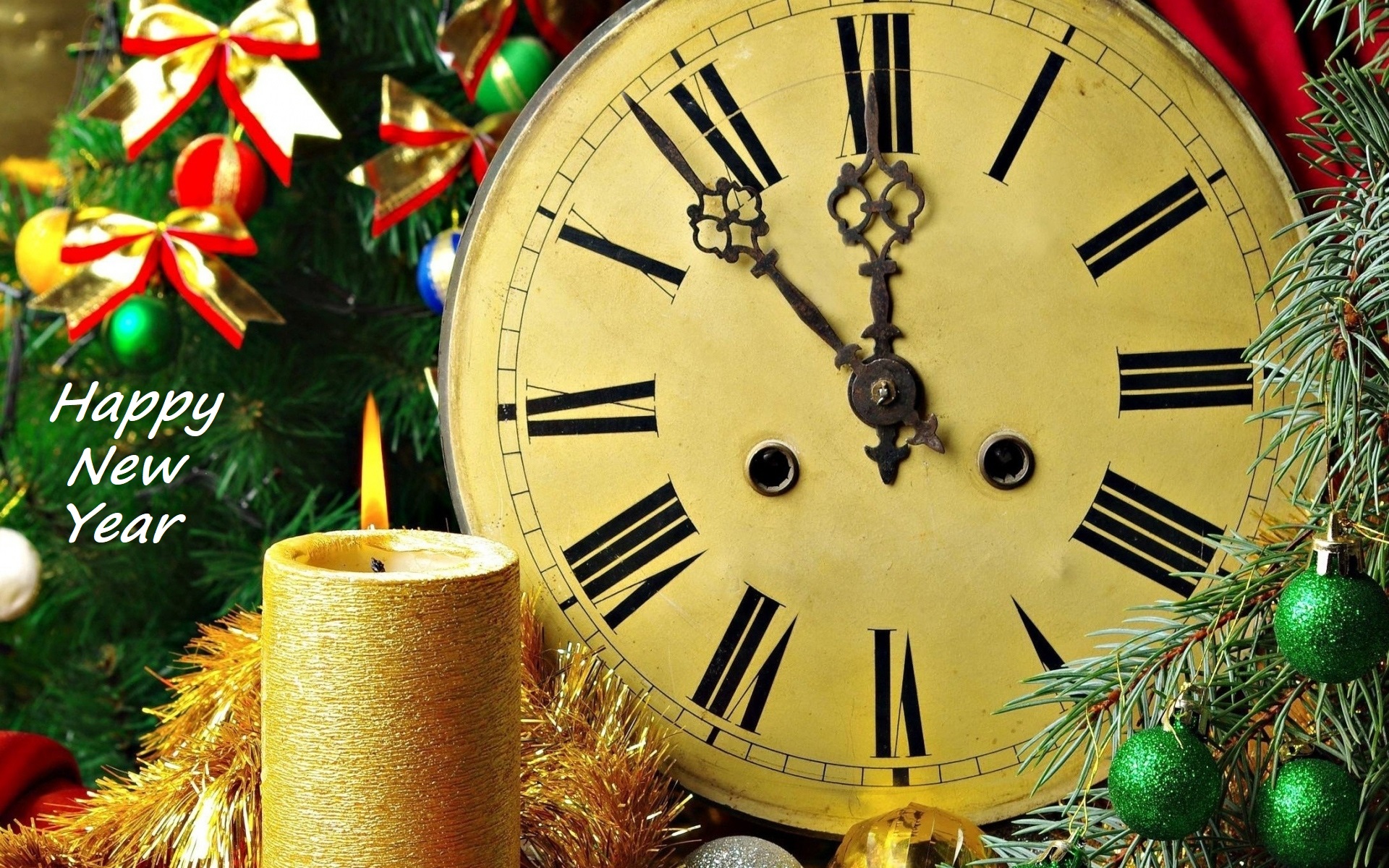 Laden Sie das Feiertage, Neujahr, Dekoration, Weihnachten, Kerze, Uhr-Bild kostenlos auf Ihren PC-Desktop herunter