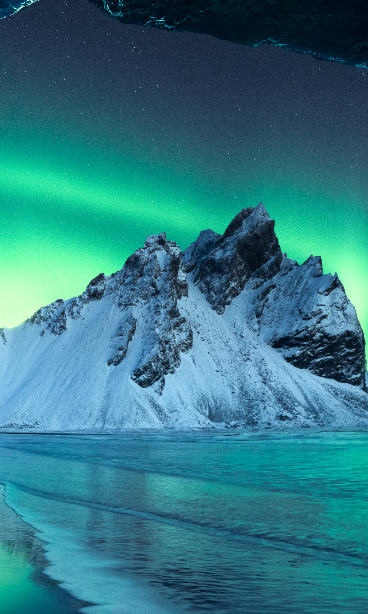 Скачати мобільні шпалери Гори, Земля, Північне Сяйво, Ісландія, Вестрагорн, Гора Вестрагорн безкоштовно.