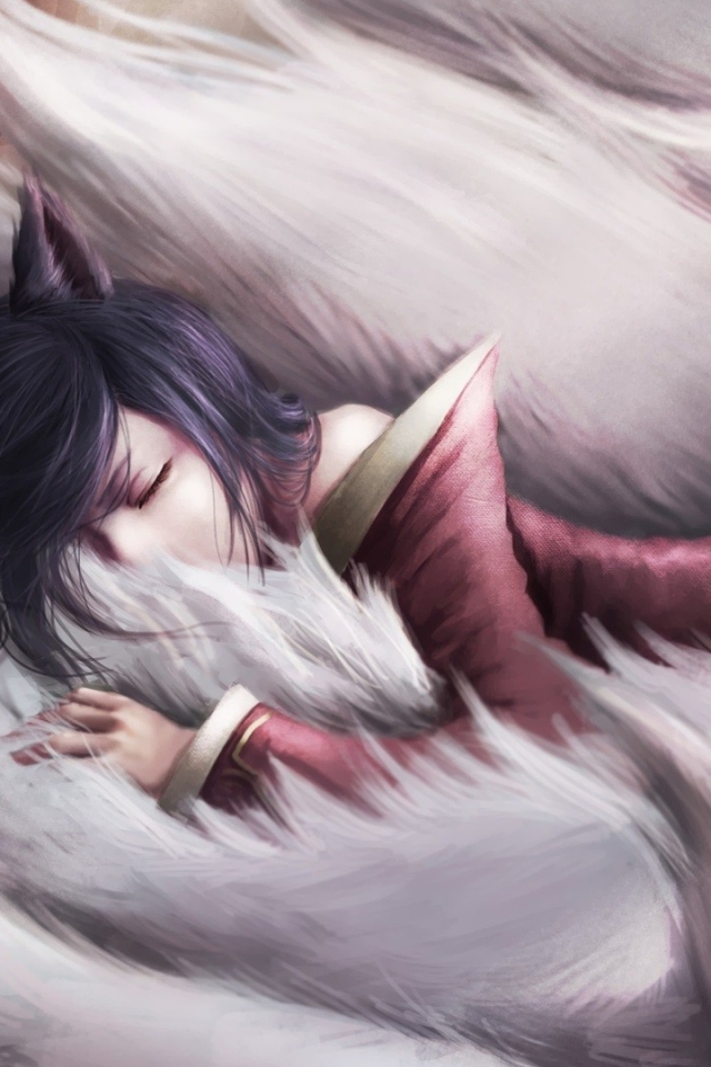 Download mobile wallpaper League Of Legends, Fur, Sleeping, Video Game, Ahri (League Of Legends) for free.