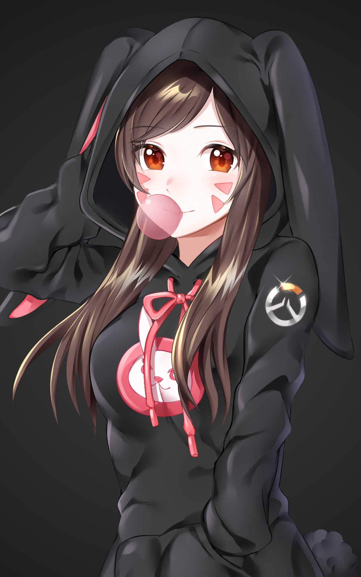 Download mobile wallpaper Hoodie, Overwatch, Brown Eyes, Video Game, Brown Hair, D Va (Overwatch) for free.