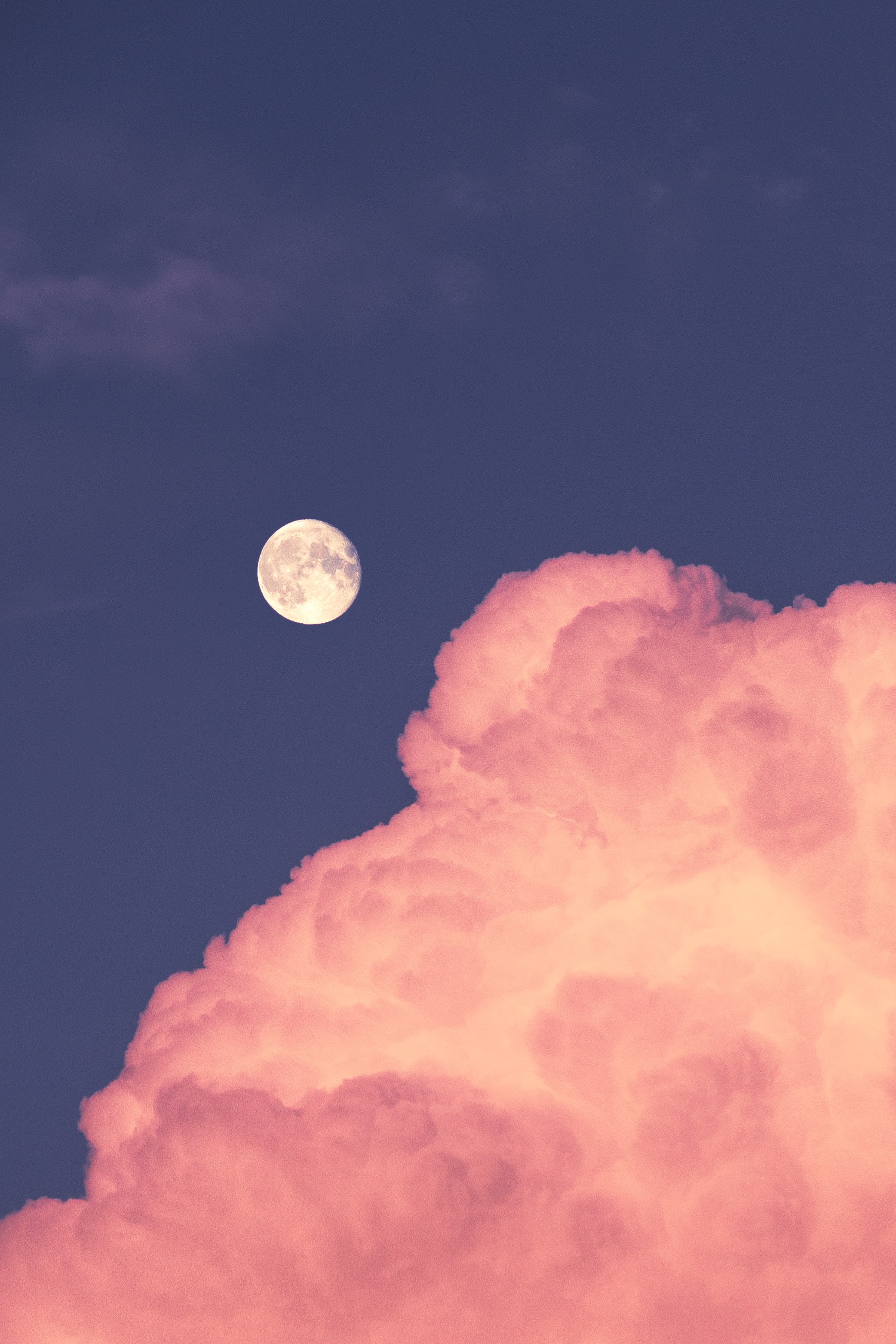 Free download wallpaper Nature, Sky, Pink, Cloud, Moon on your PC desktop
