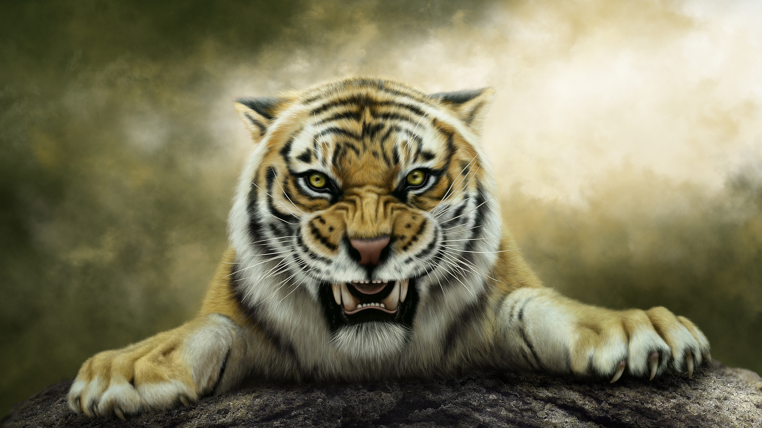 Free download wallpaper Cats, Tiger, Animal, Painting on your PC desktop