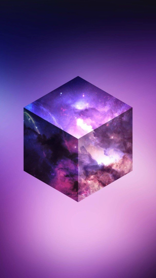 Download mobile wallpaper Abstract, Sky, Stars, Space, Purple, Cube for free.