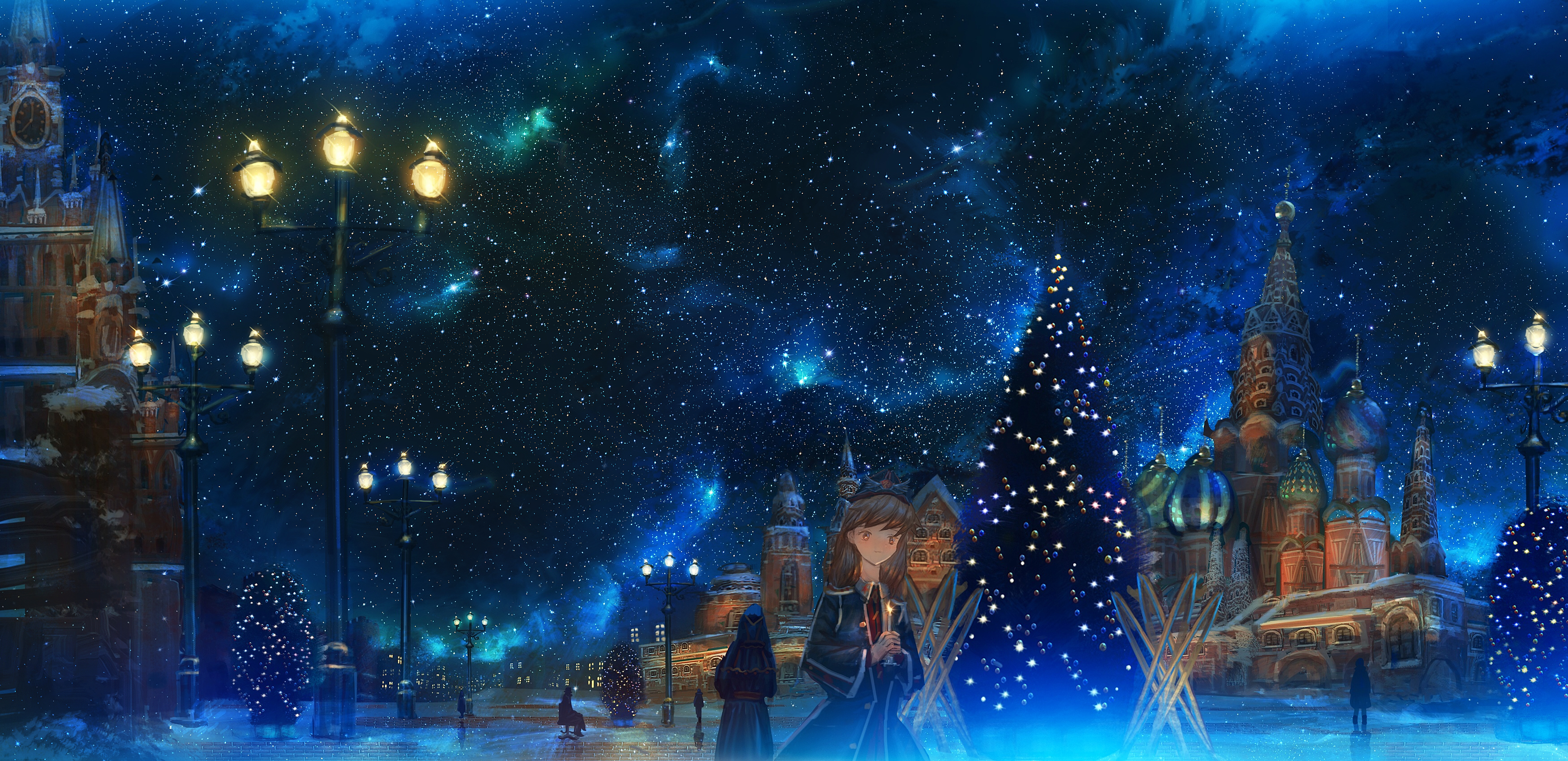 Download mobile wallpaper Anime, People, Night, Christmas for free.