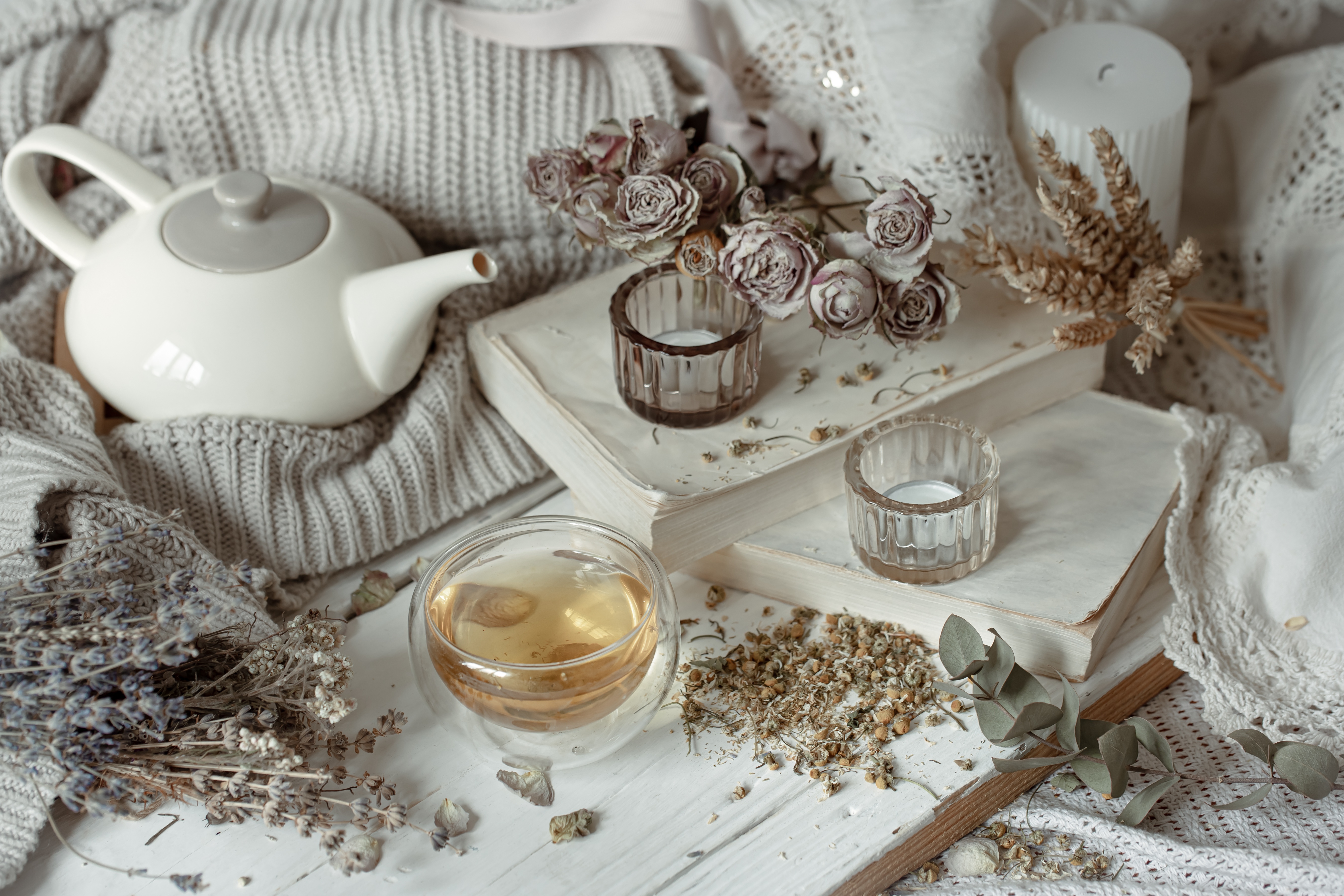 Download mobile wallpaper Still Life, Drink, Tea, Candle, Teapot, Photography for free.