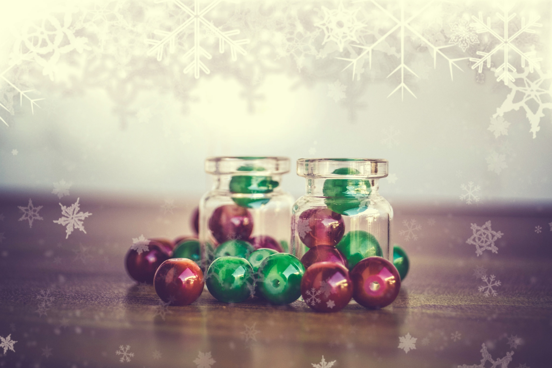 holiday, christmas, beads, bottle, christmas ornaments, snowflake