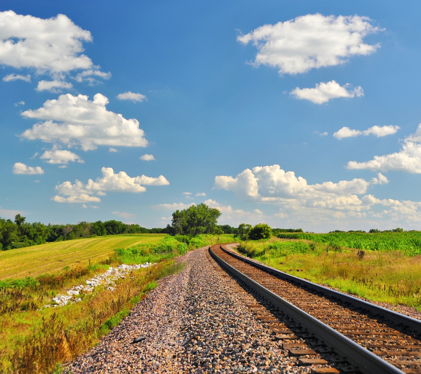 Download mobile wallpaper Sky, Field, Cloud, Railroad, Man Made for free.