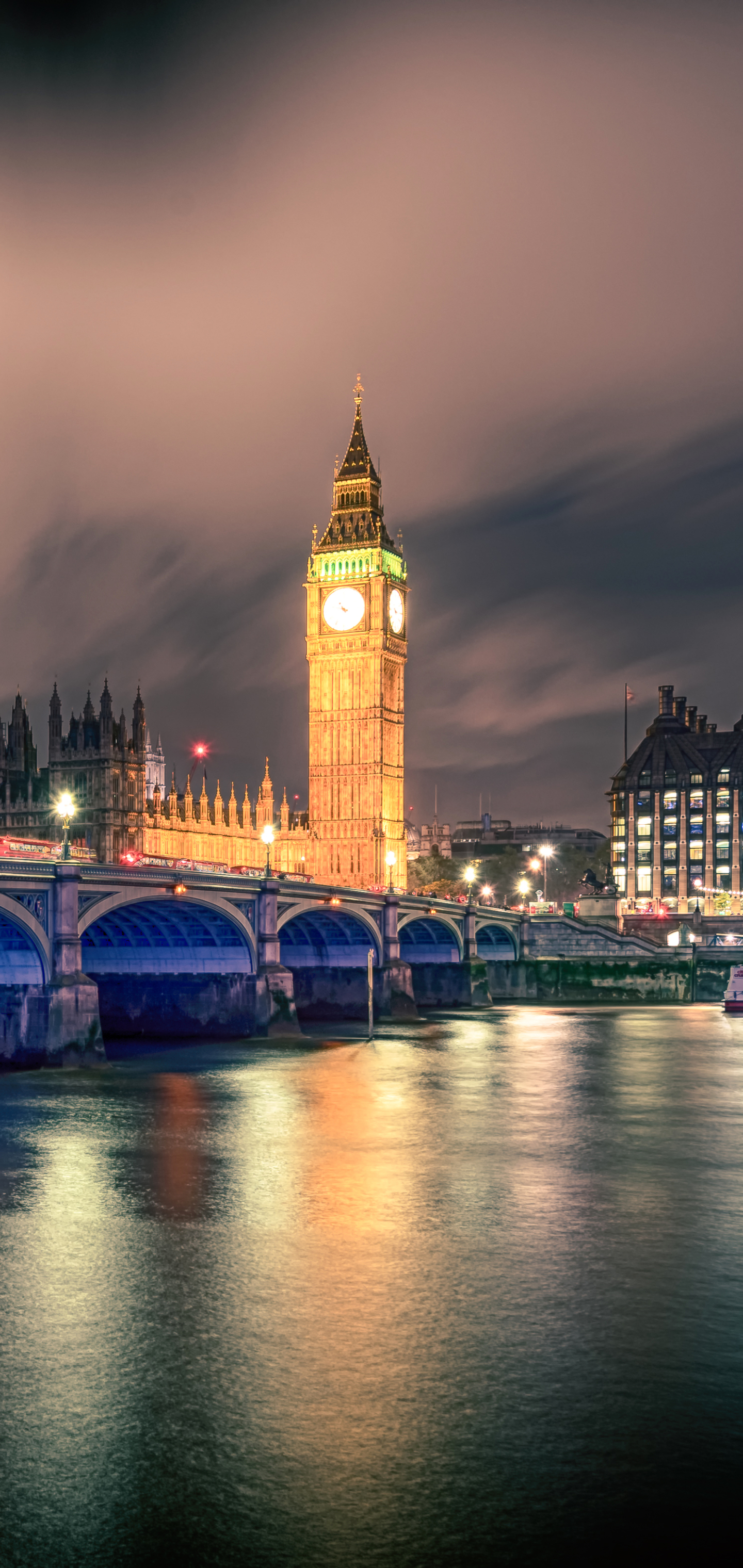 Скачать картинку Река, Ночь, Памятники, Лондон, Мост, Темза, Сделано Человеком, Большой Бен в телефон бесплатно.