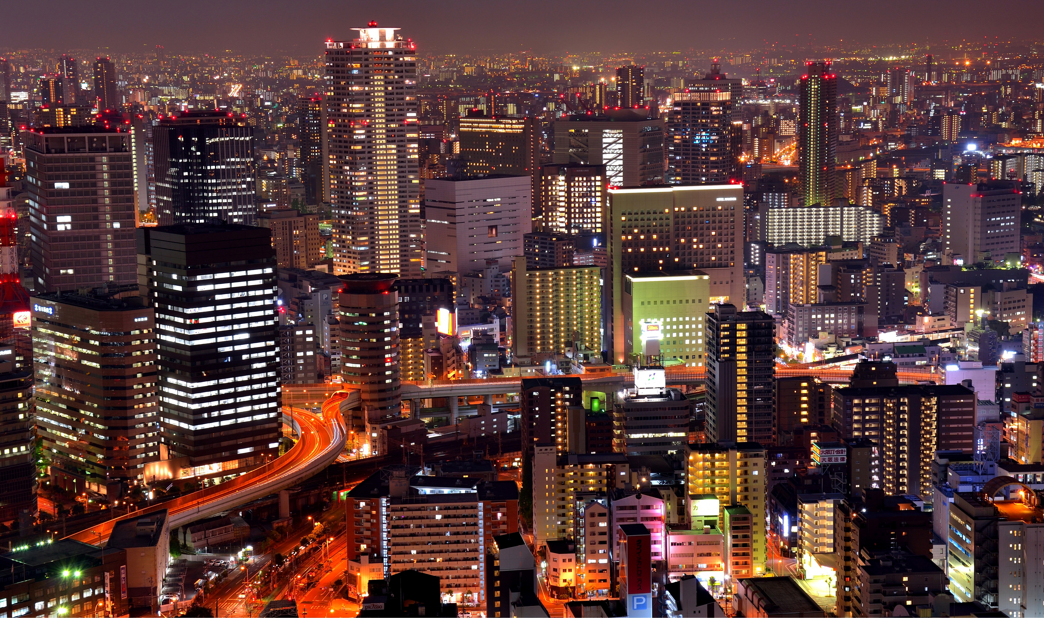 398756 скачать картинку япония, ночь, сделано человеком, осака, здание, город, свет, небоскрёб, города - обои и заставки бесплатно