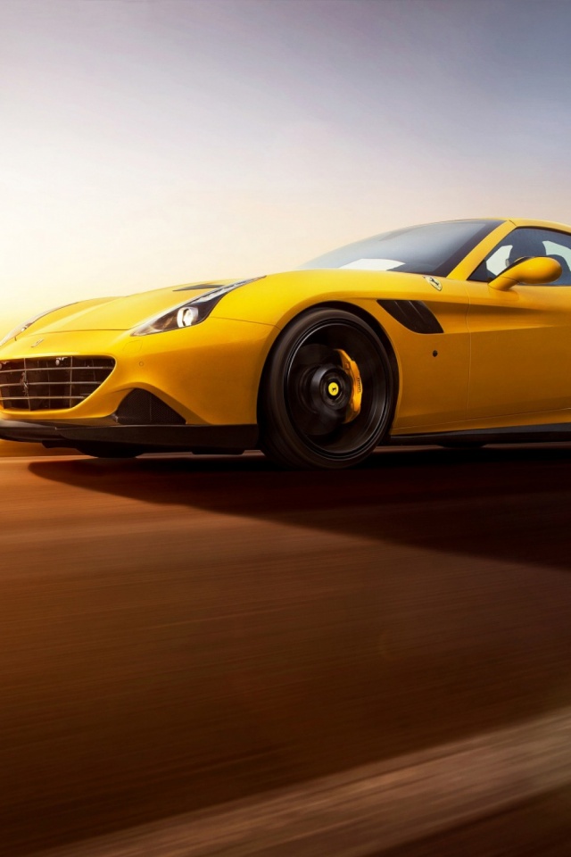 Handy-Wallpaper Ferrari, Ferrari California T, Fahrzeuge, Gelbes Auto kostenlos herunterladen.